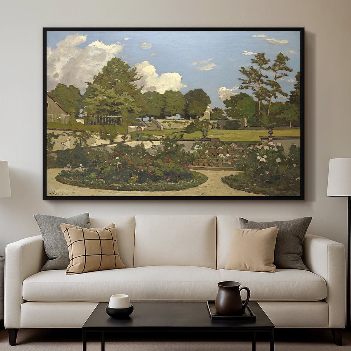 The Painter's Garden at Saint-Privé, 1886 - Floater Framed Canvas Print