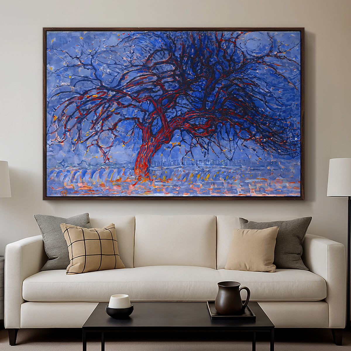 The Red Tree, 1909 - Floater Framed Canvas Print