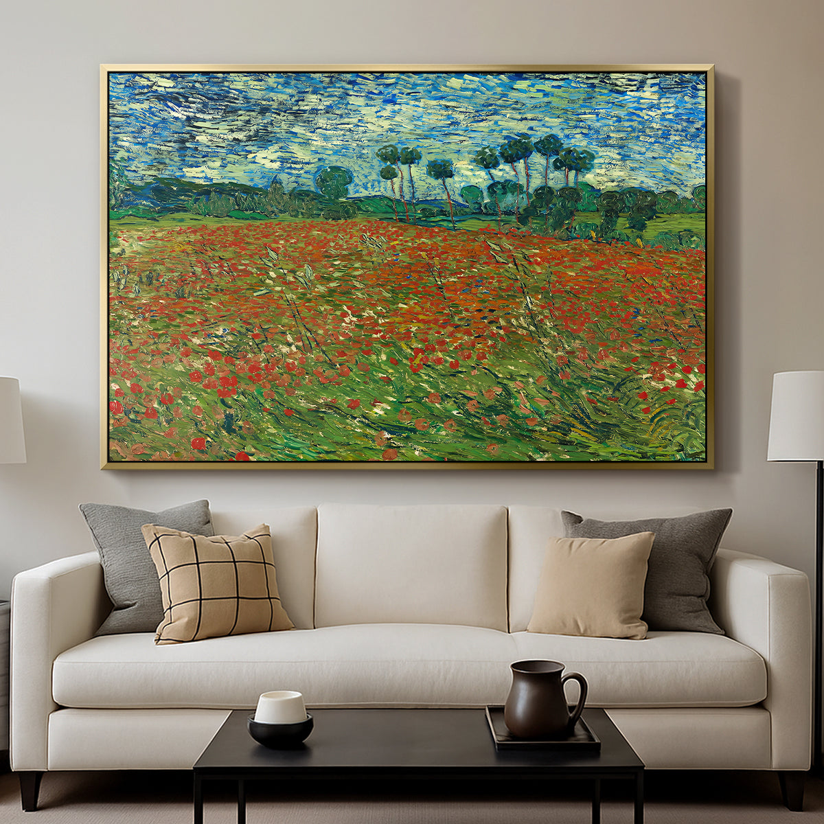 Field with Poppies, 1889 - Floater Framed Canvas Print