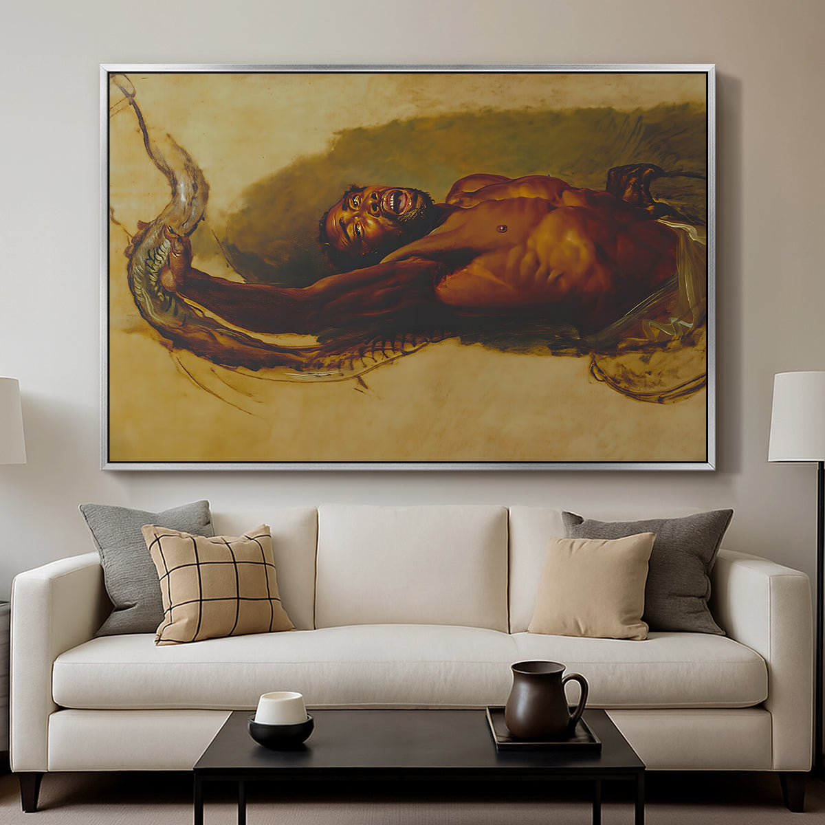 Man Struggling with a Boa Constrictor, c. 1803 - Floater Framed Canvas Print
