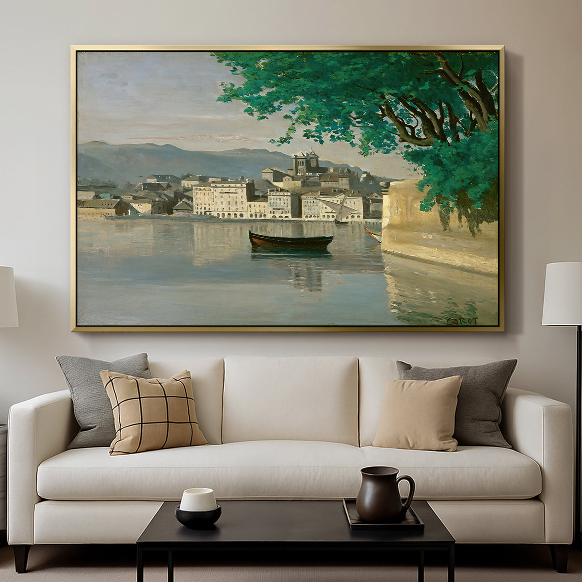 Geneva View of Part of the City, c. 1834-1835 - Floater Framed Canvas Print