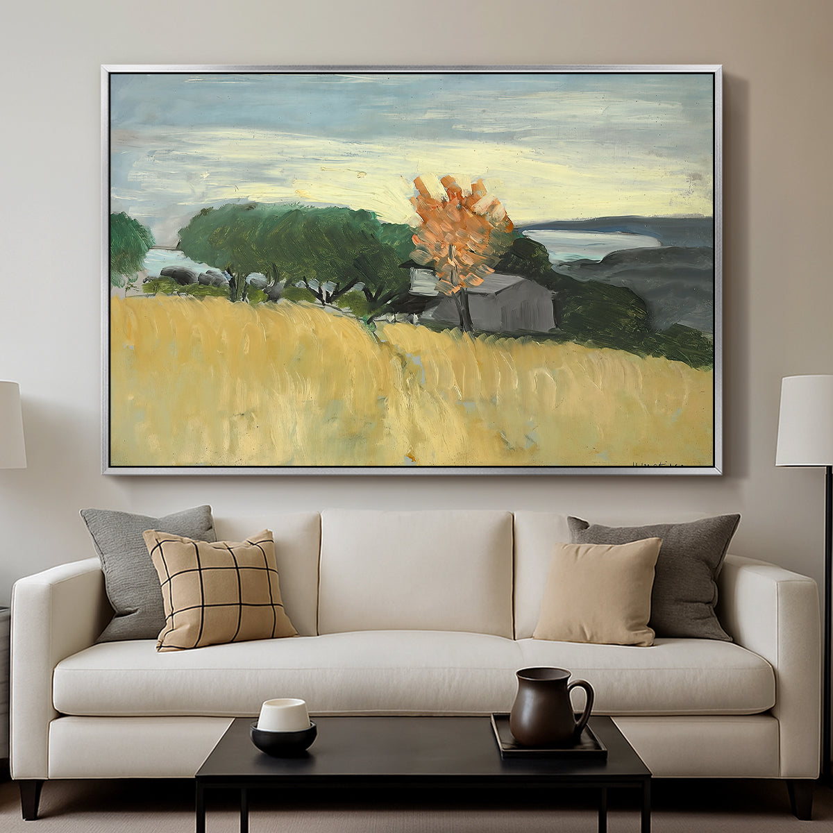 Fields of Wheat in Cagnes, 1918 - Floater Framed Canvas Print
