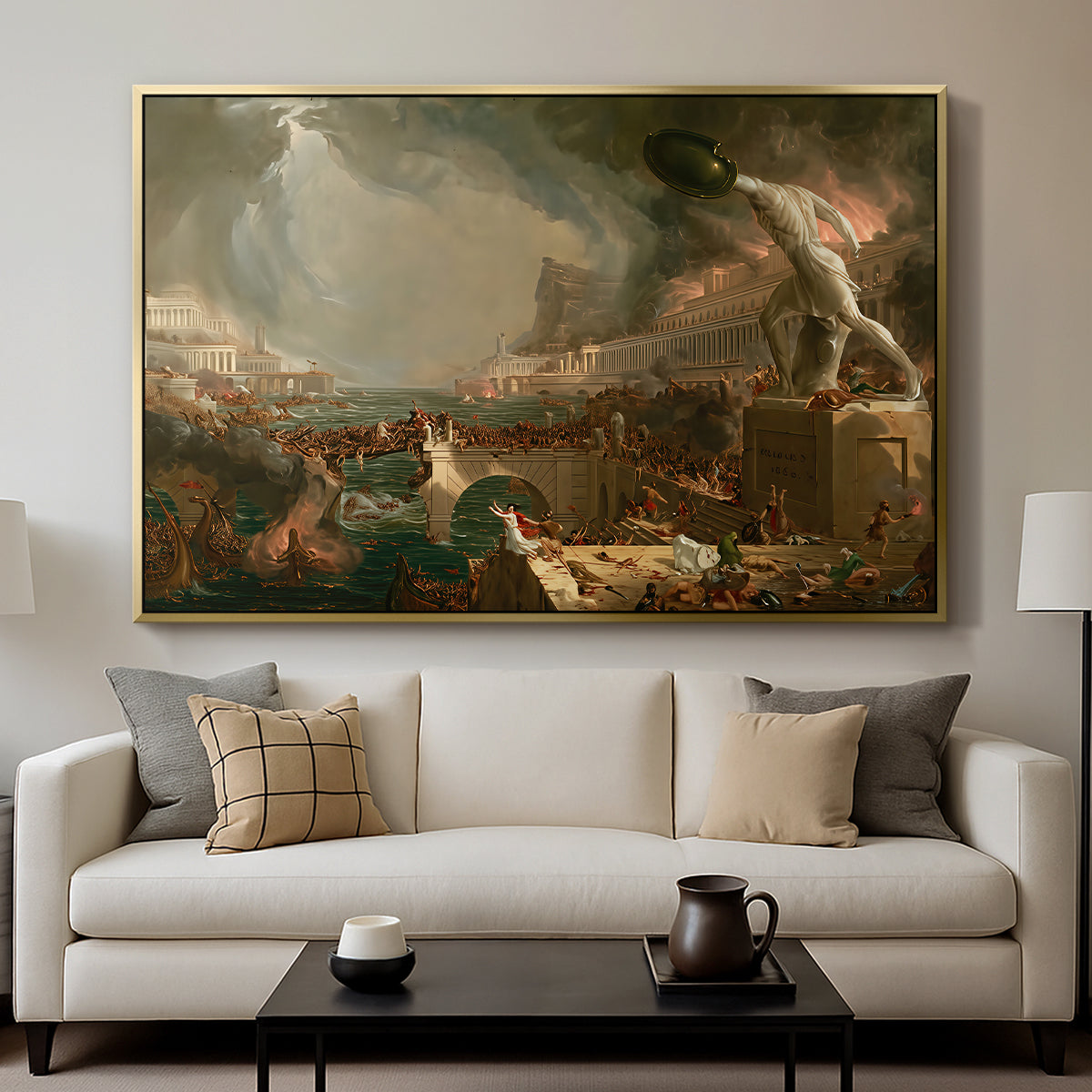 The Course of Empire: Destruction, 1836 - Floater Framed Canvas Print
