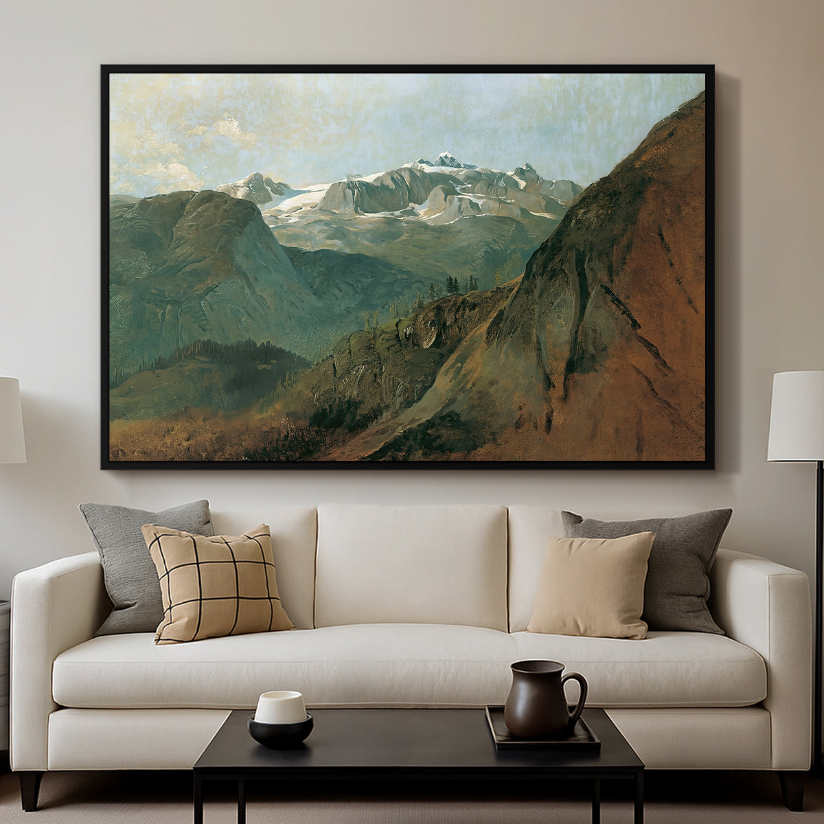 The Dachstein from the Plassen near Hallstatt, 1827 - Floater Framed Canvas Print