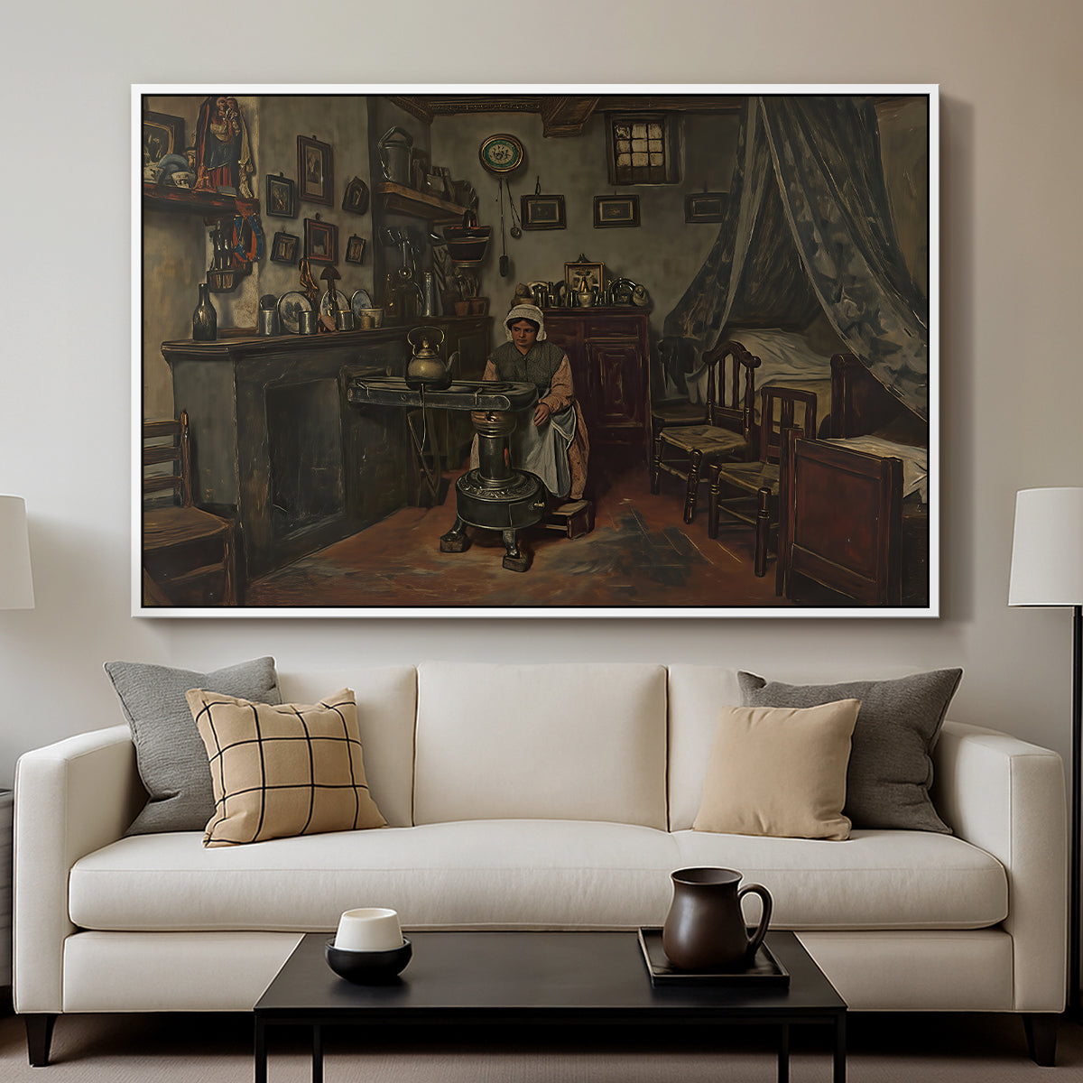 Interior, c. 1865-1870 - Floater Framed Canvas Print