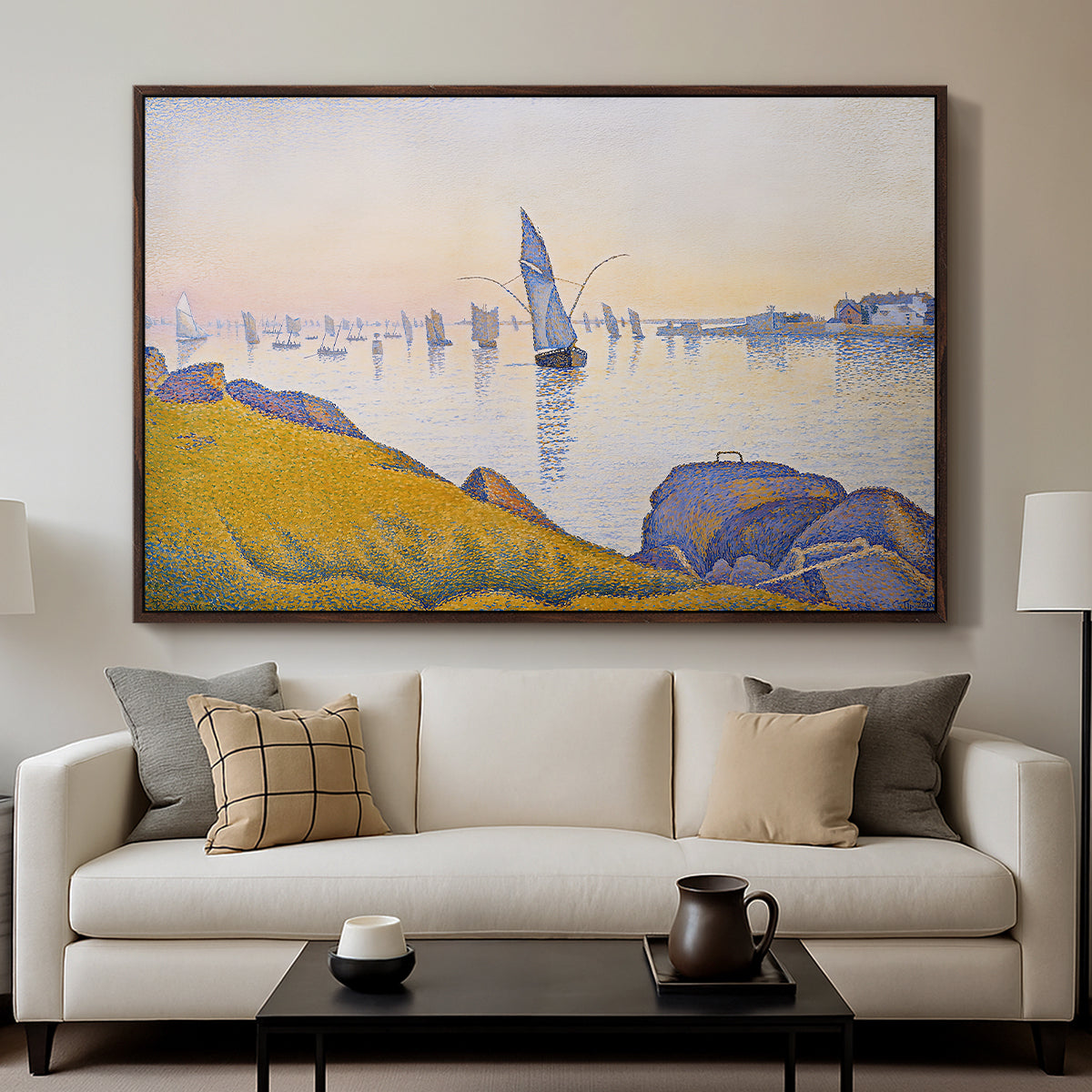 Evening Calm, Concarneau, Opus 220, 1891 - Floater Framed Canvas Print