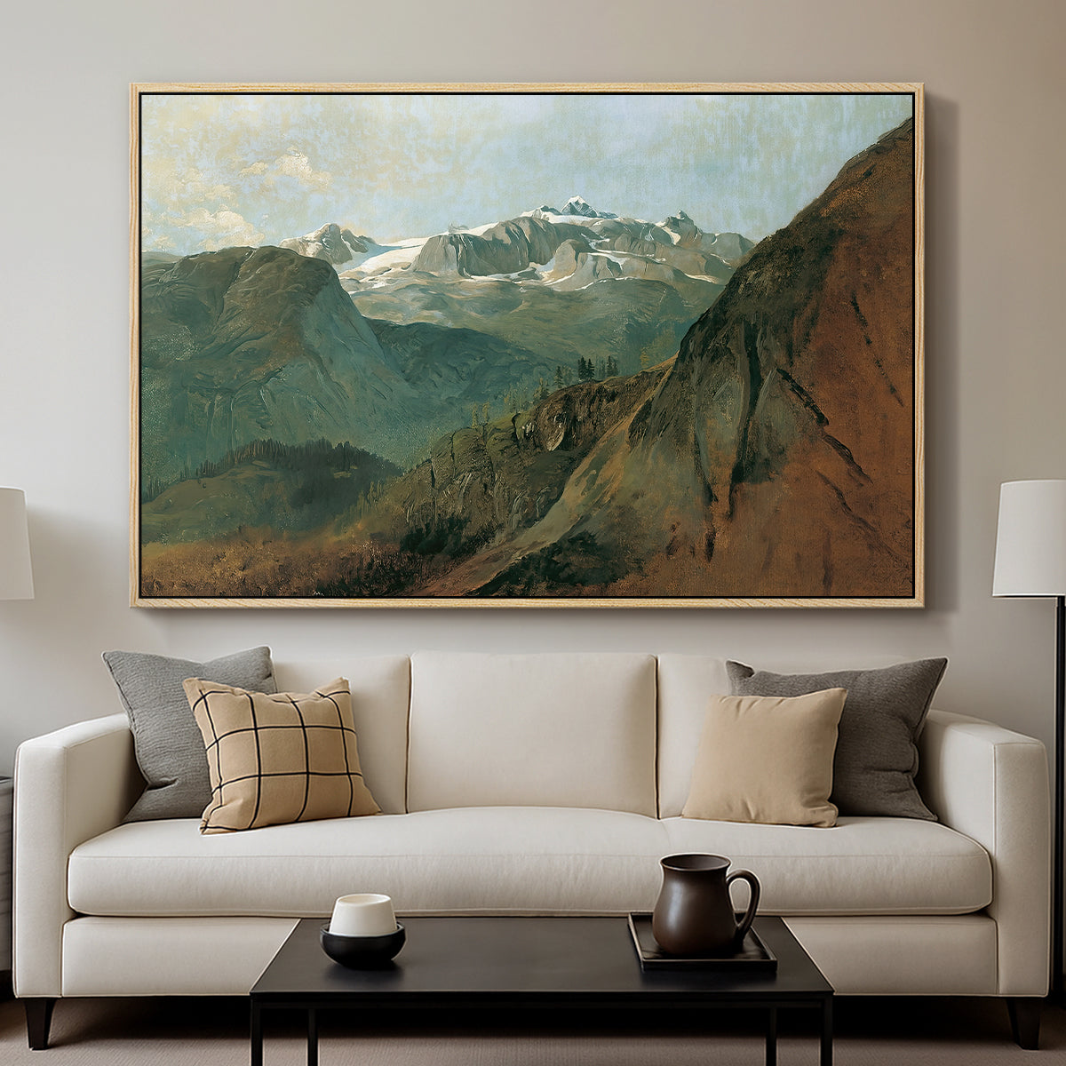 The Dachstein from the Plassen near Hallstatt, 1827 - Floater Framed Canvas Print