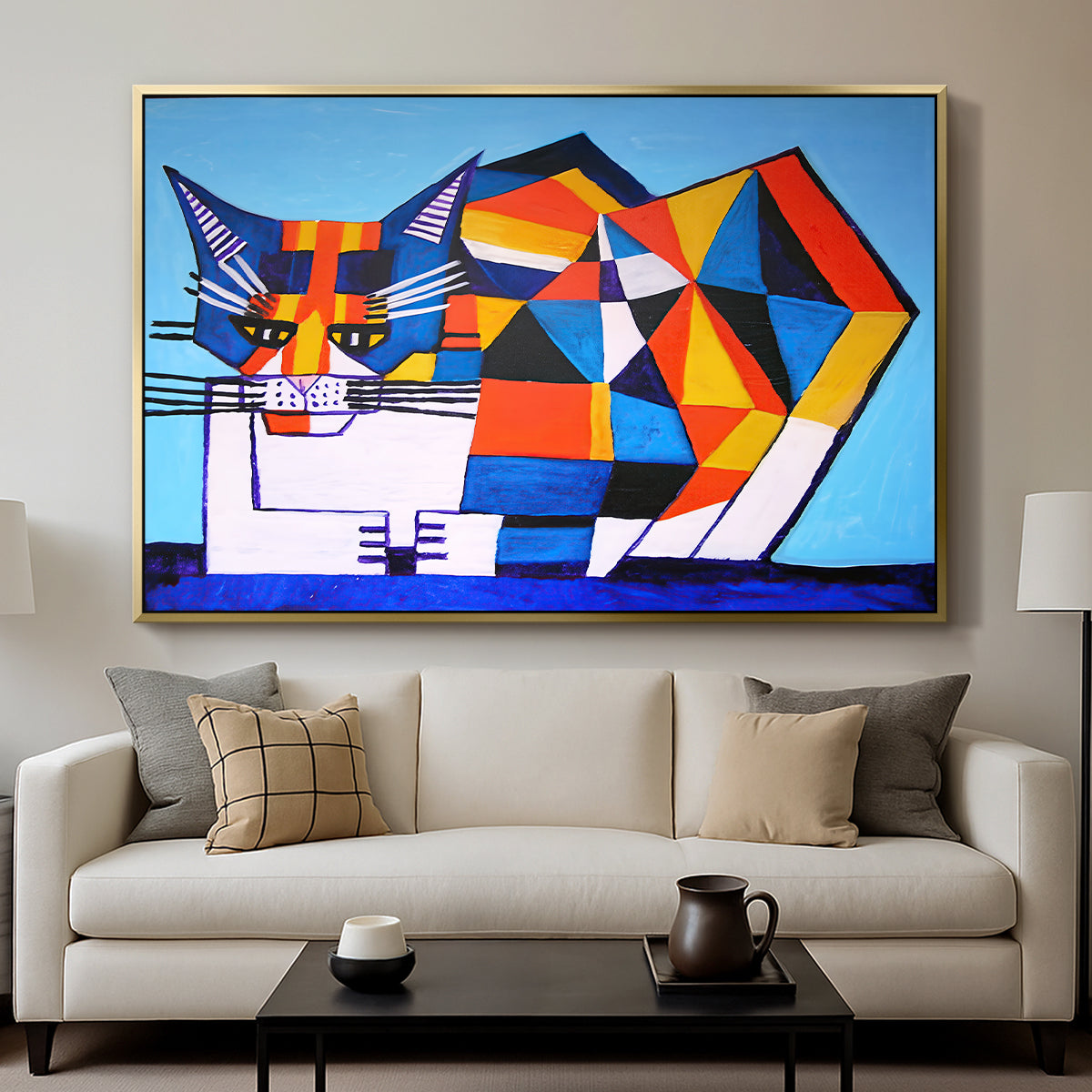 Cassie Thinking about Cubism - Floater Framed Canvas Print