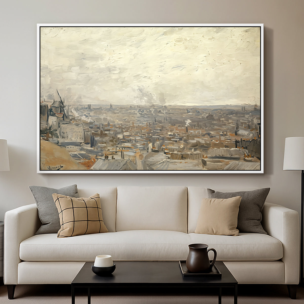 View from Montmartre, 1886 - Floater Framed Canvas Print