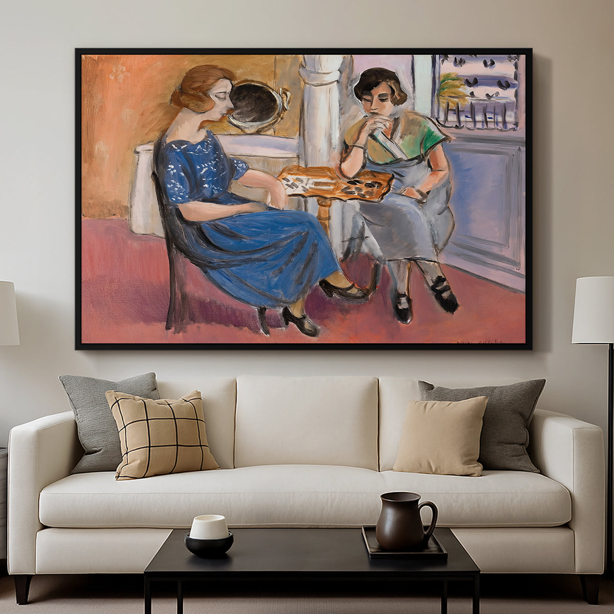 Domino Players, 1921 - Floater Framed Canvas Print