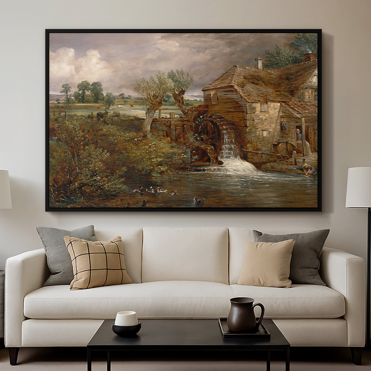 Parham Mill, Gillingham, 1826 - Floater Framed Canvas Print