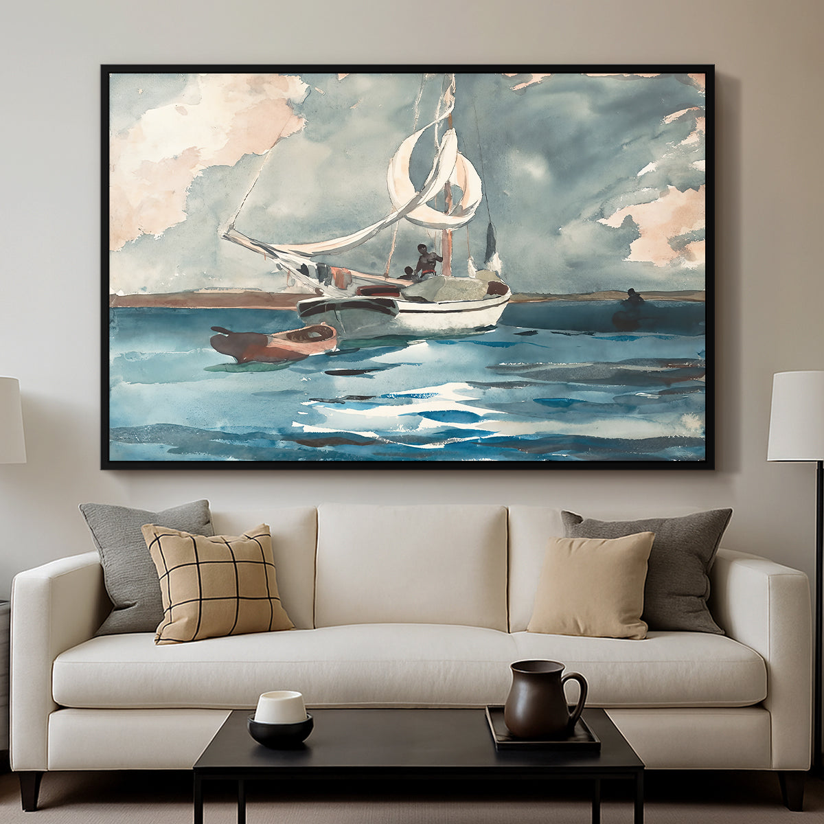 Sloop, Nassau, 1899 - Floater Framed Canvas Print