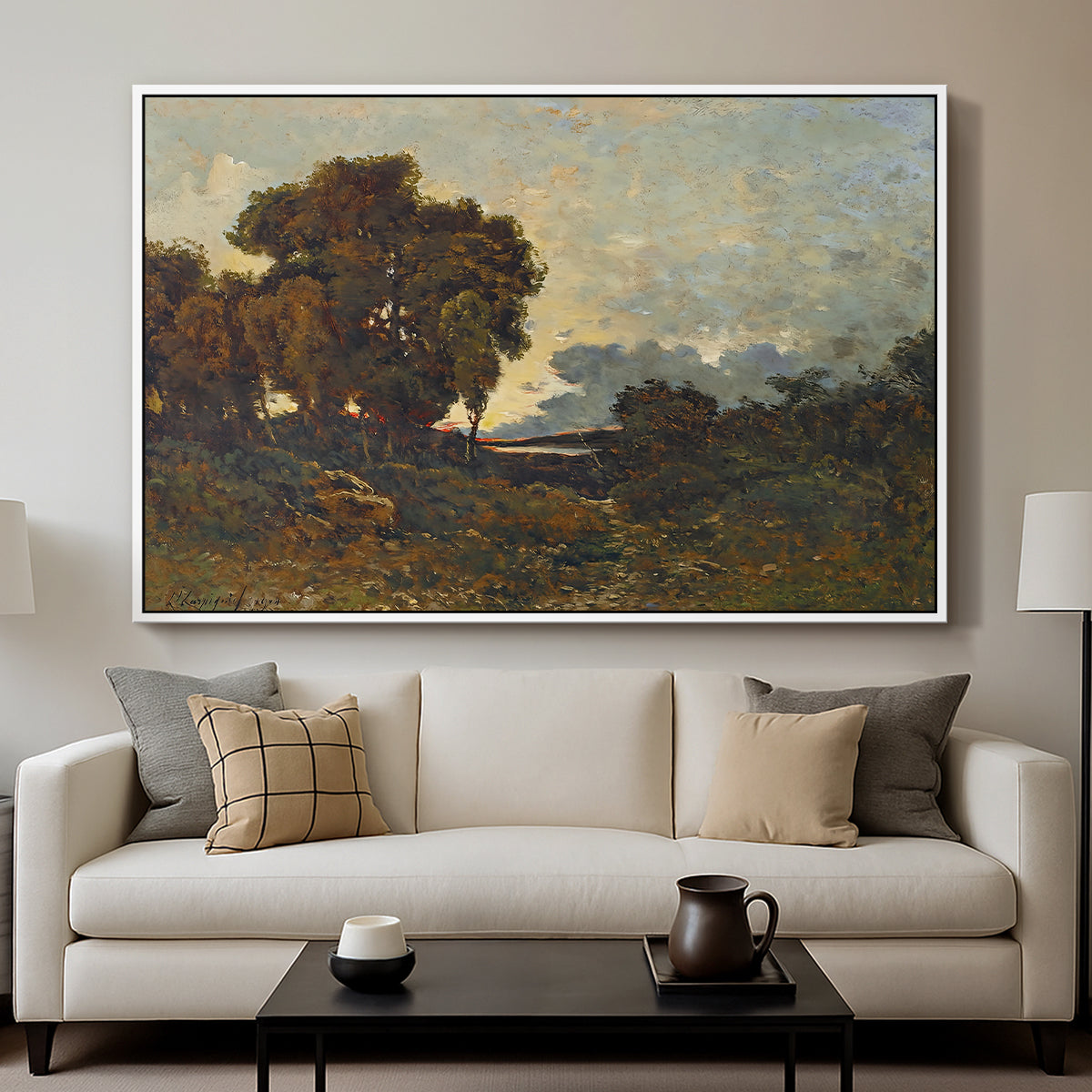 Sunset on the Allier (Soleil couchant sur l'Allier), 1904 - Floater Framed Canvas Print