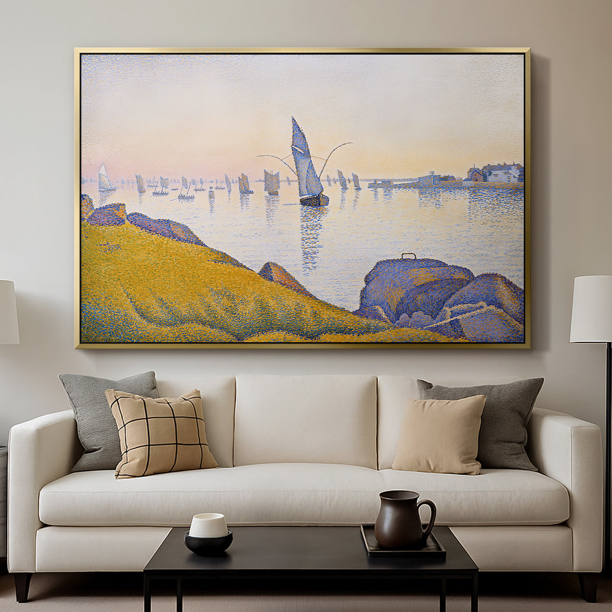 Evening Calm, Concarneau, Opus 220, 1891 - Floater Framed Canvas Print