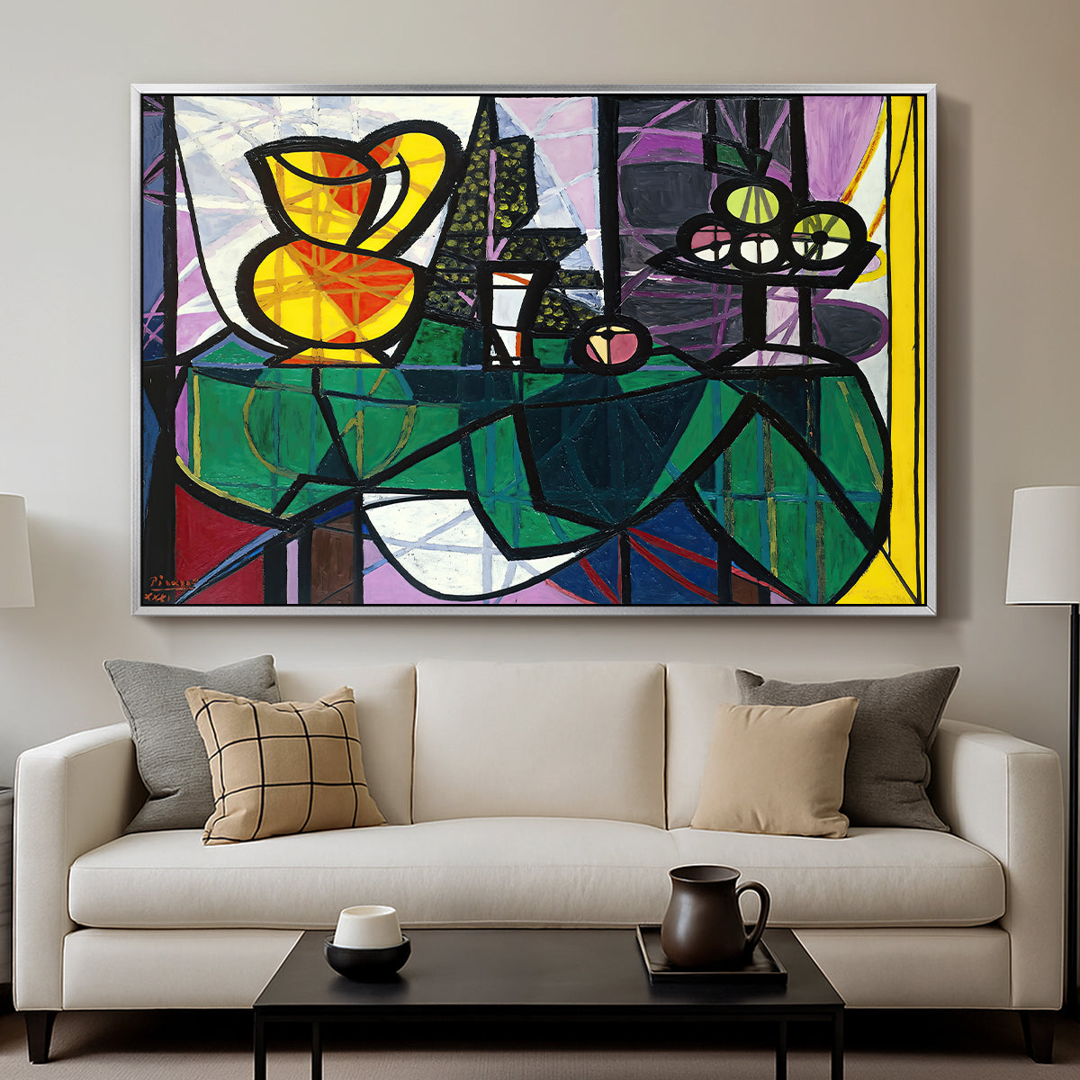 Pitcher and Bowl of Fruit, 1931 - Floater Framed Canvas Print