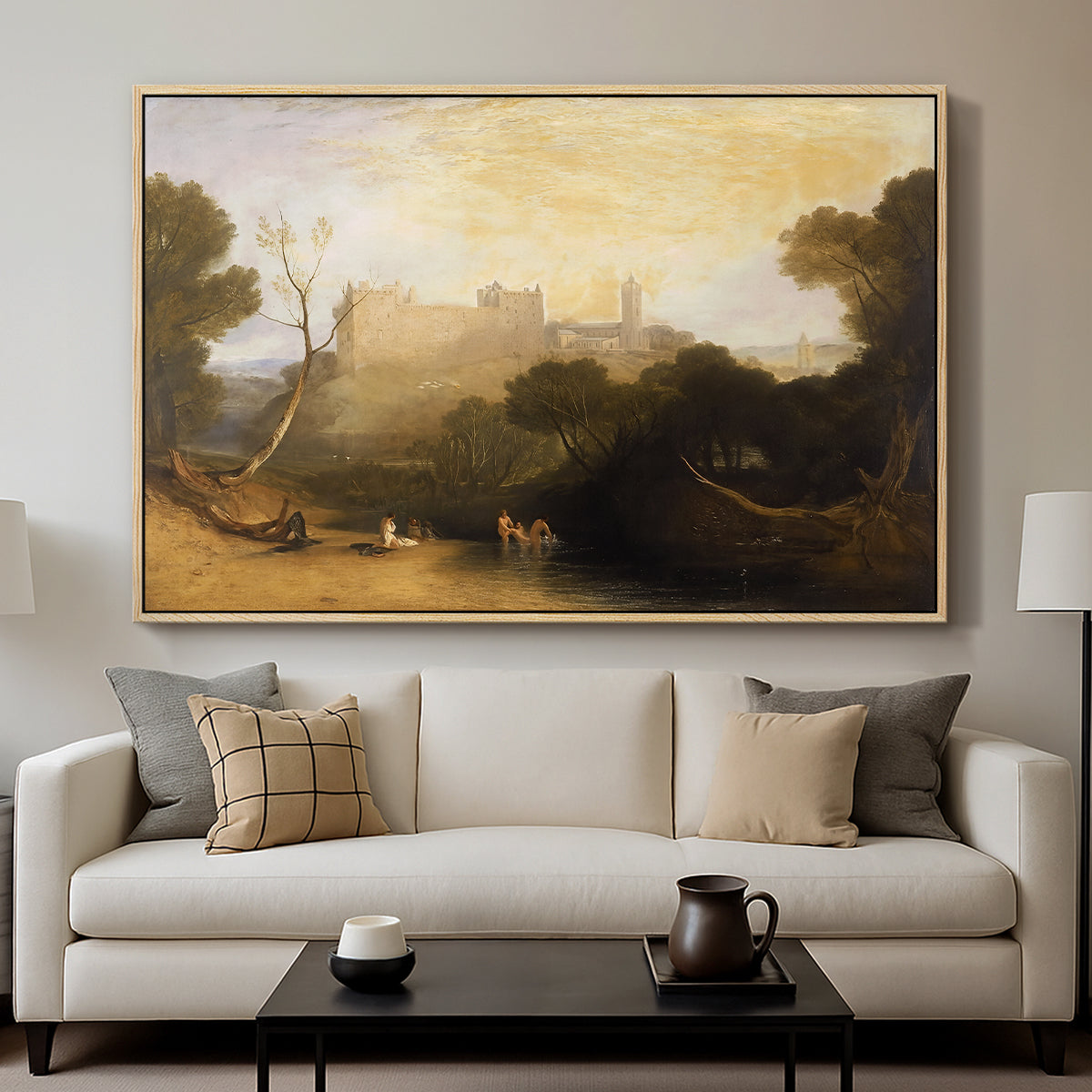 Linlithgow Palace, c. 1807 - Floater Framed Canvas Print