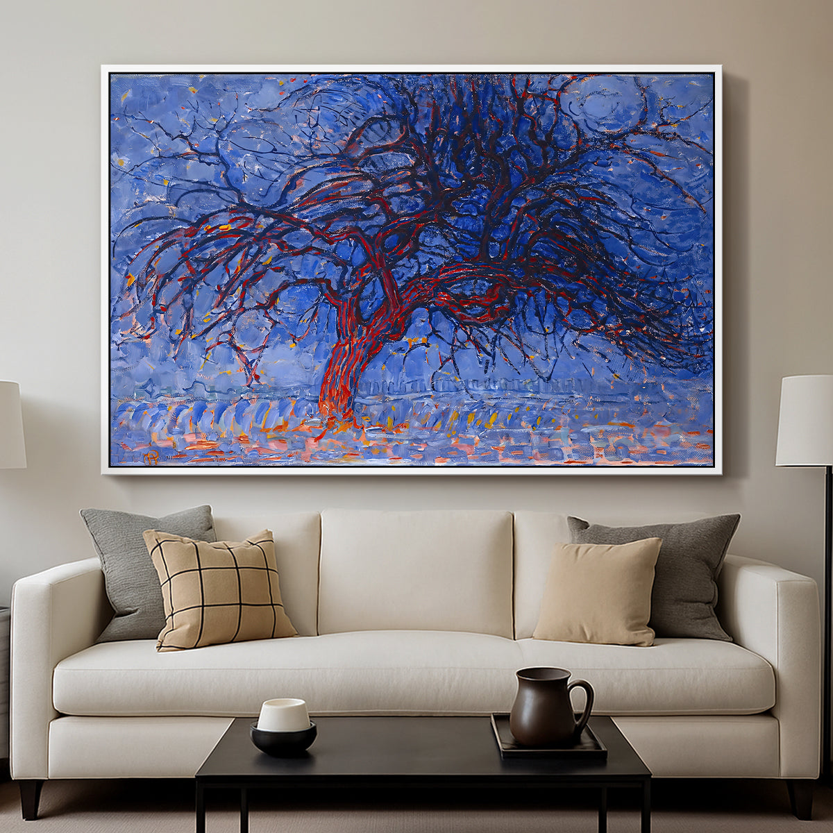 The Red Tree, 1909 - Floater Framed Canvas Print