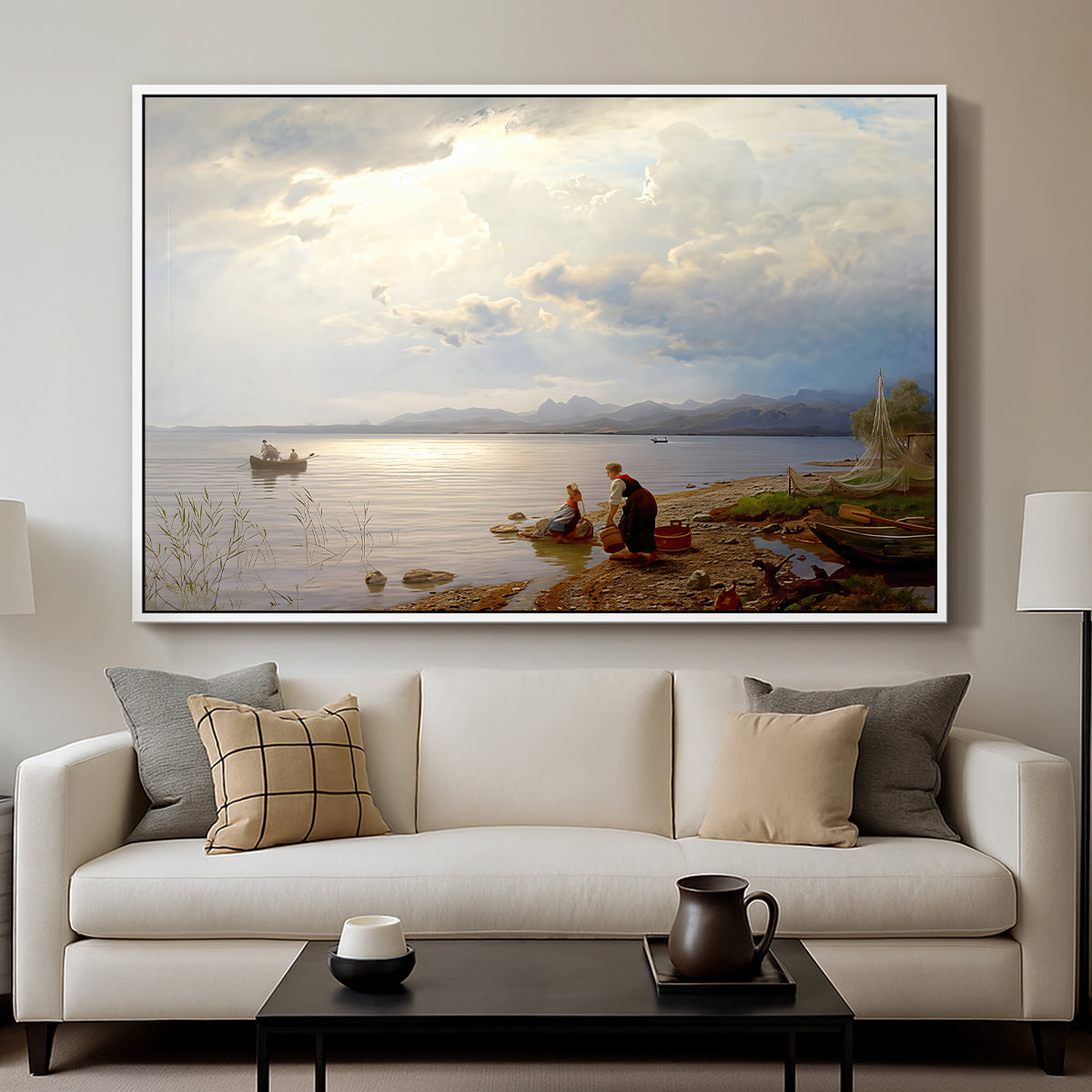 On the Banks of the Chiemsee, 1871 - Floater Framed Canvas Print