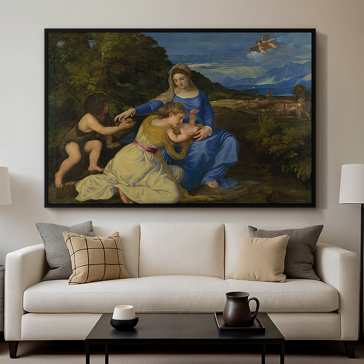 The Aldobrandini Madonna, 1532 - Floater Framed Canvas Print