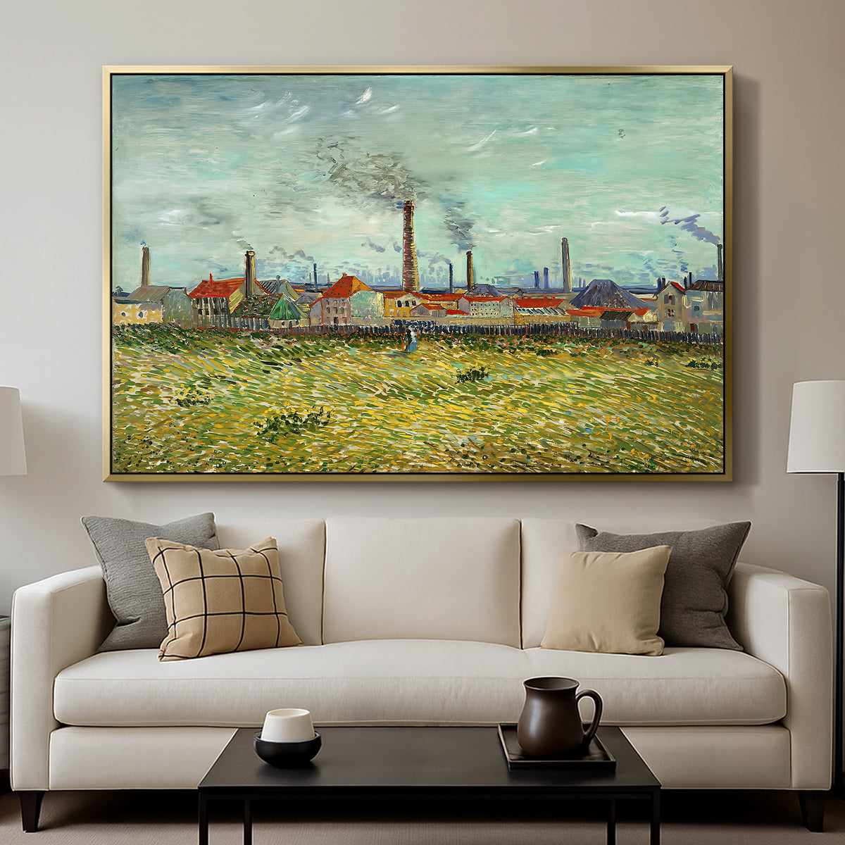 Factories at Clichy, 1887 - Floater Framed Canvas Print