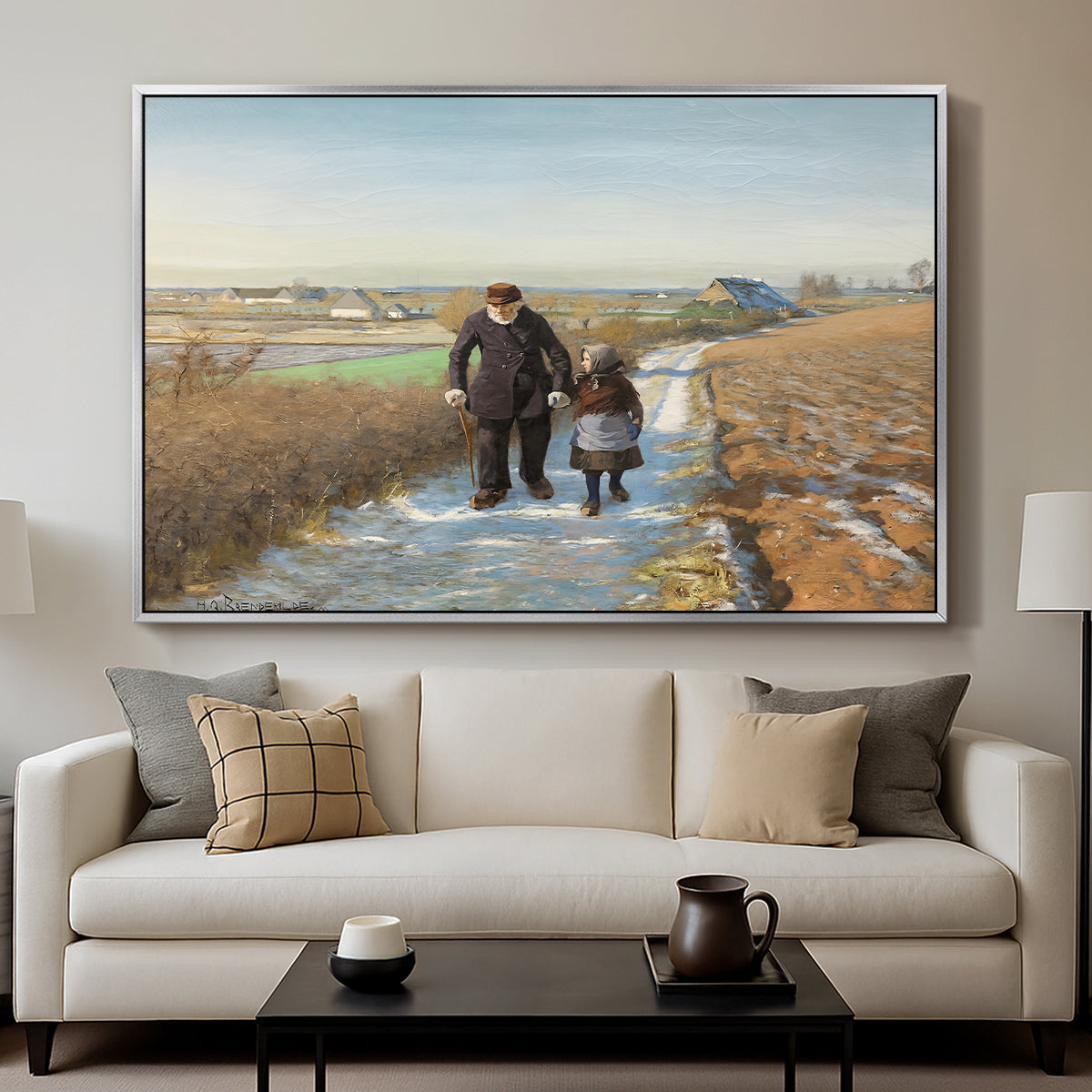 The Old Man and the Child, 1888 - Floater Framed Canvas Print