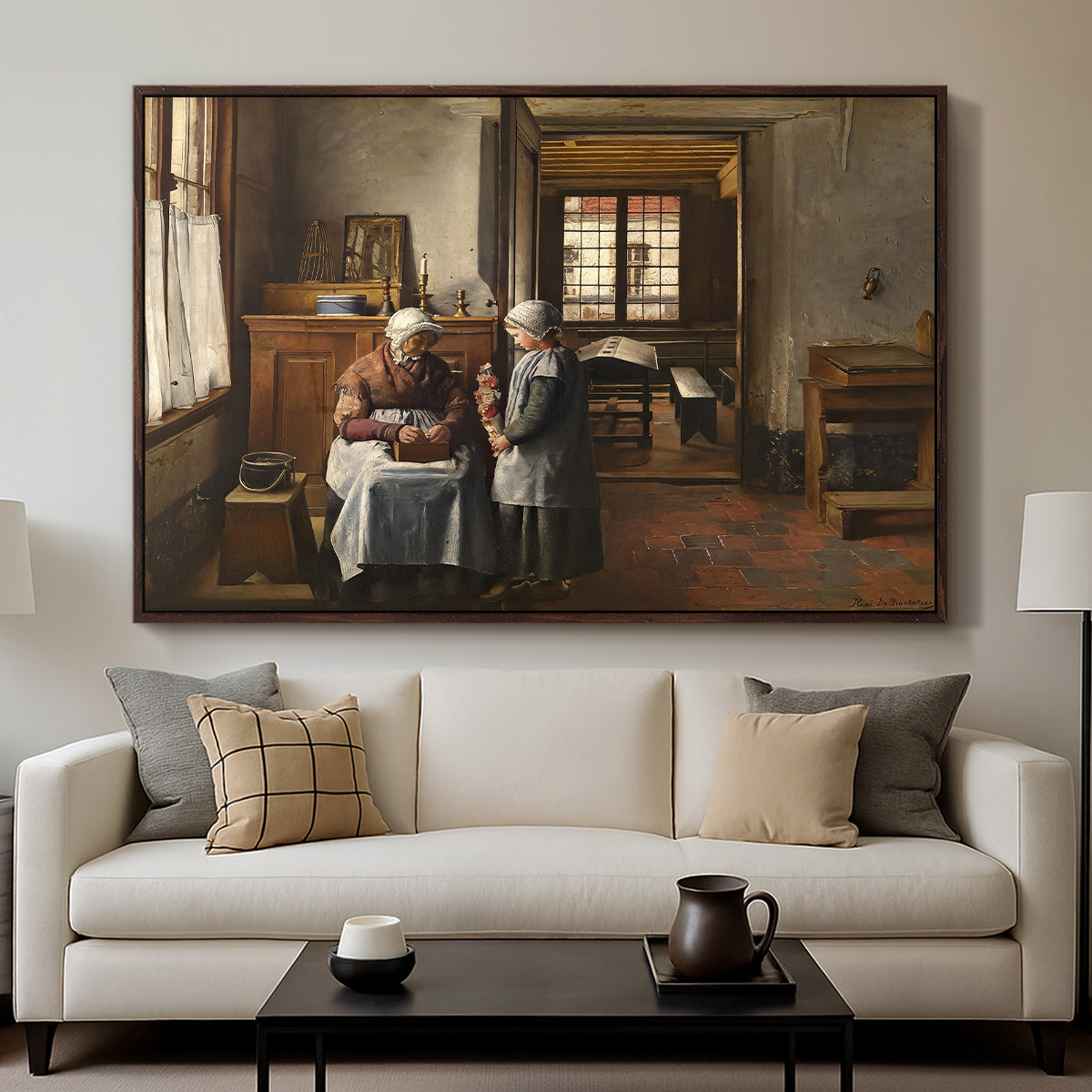 Grandmother's Feast, 1873 - Floater Framed Canvas Print