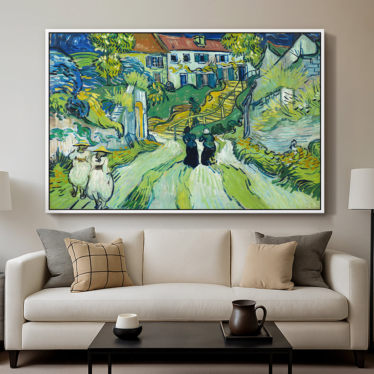 Stairway at Auvers, 1890 - Floater Framed Canvas Print