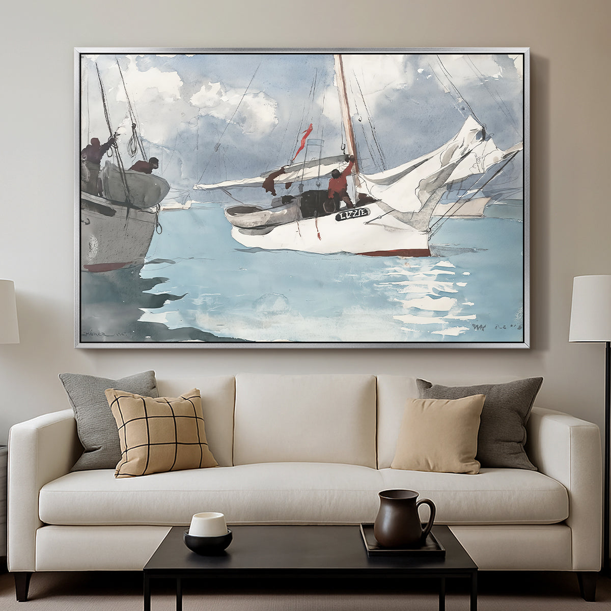 Fishing Boats, Key West, 1903 - Floater Framed Canvas Print