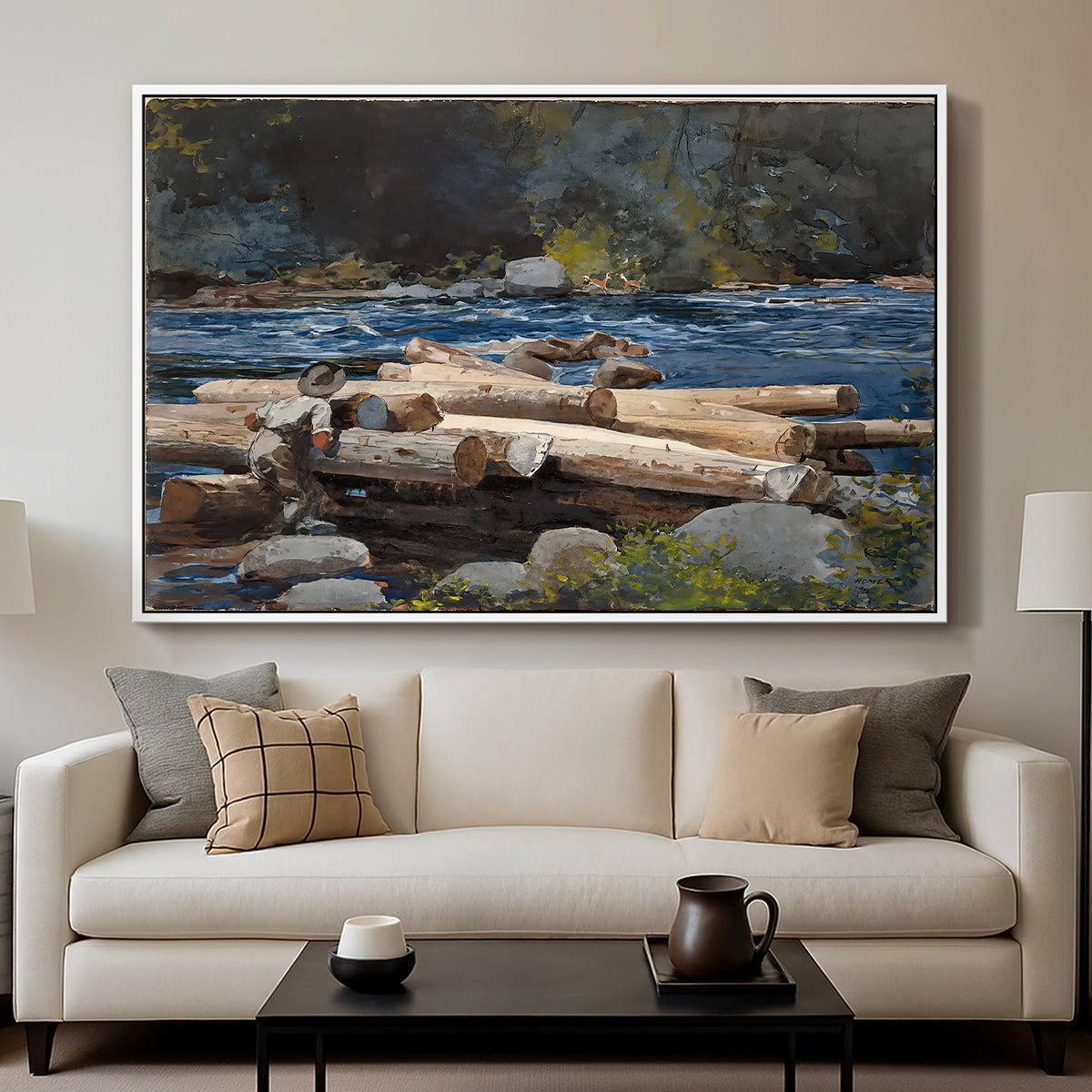 Hudson River, 1892 - Floater Framed Canvas Print