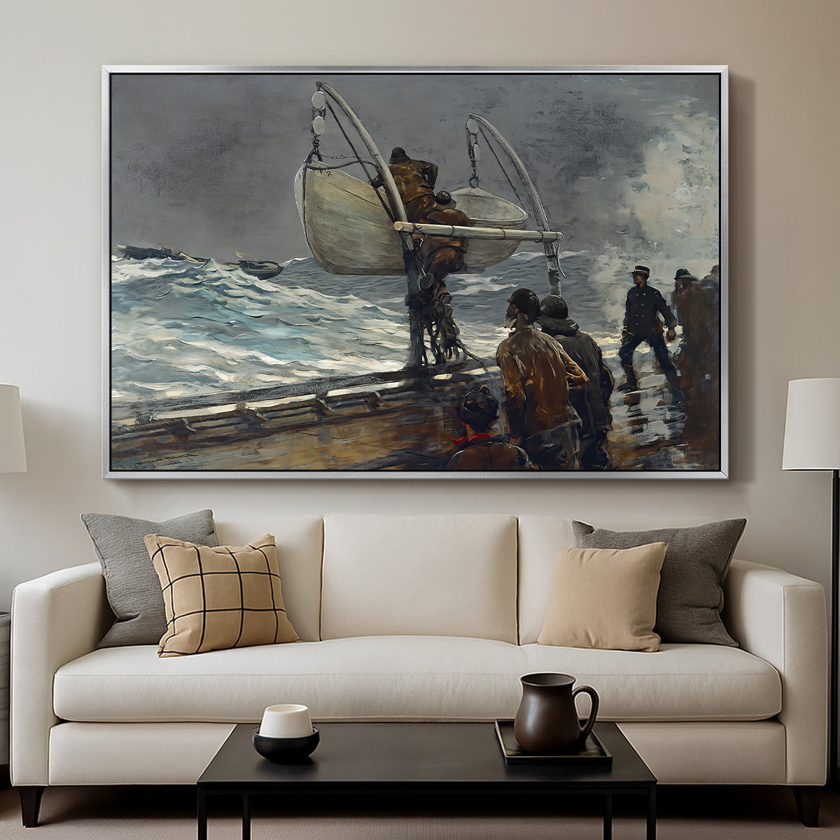 The Signal of Distress, c. 1896 - Floater Framed Canvas Print