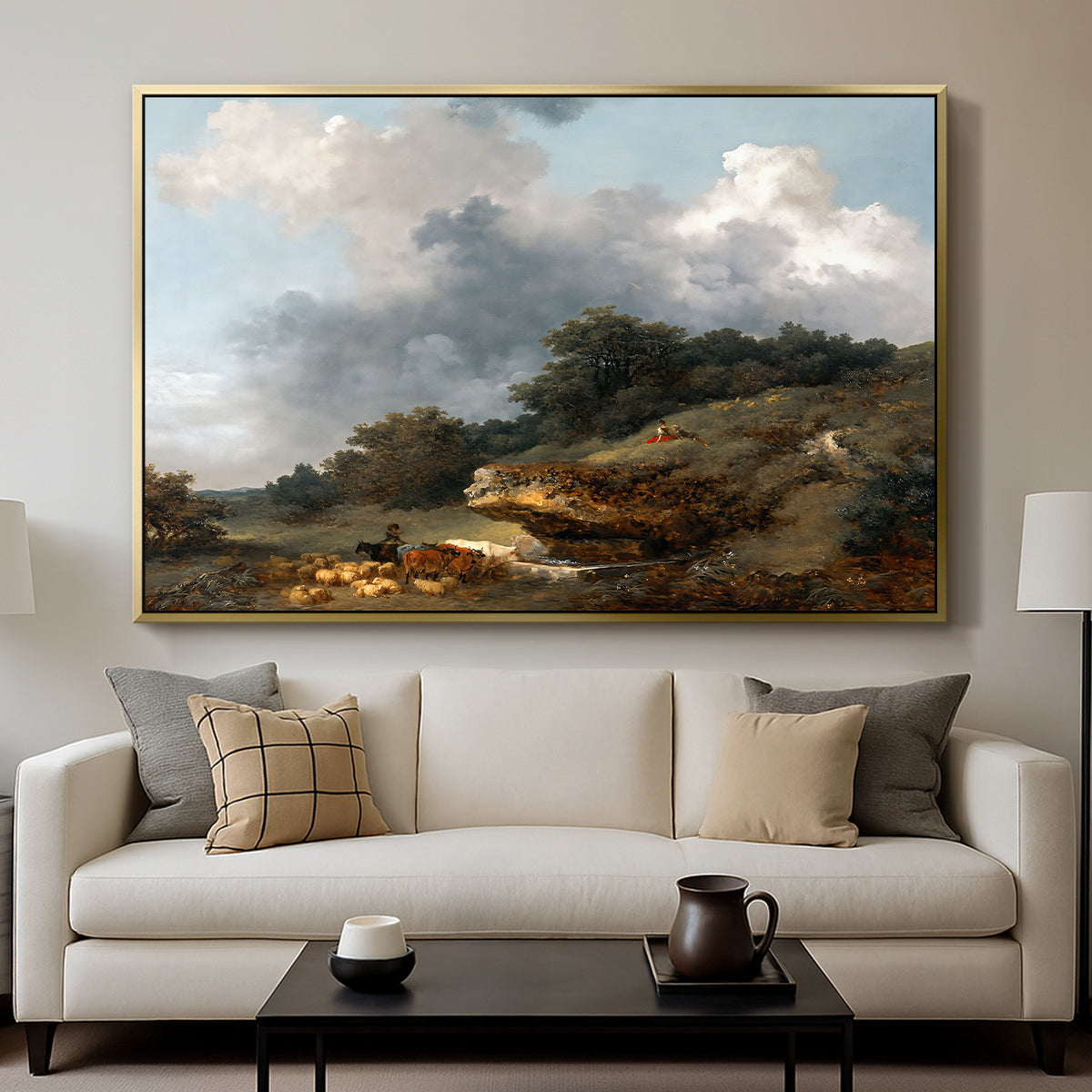 The Watering Place, c. 1765 - Floater Framed Canvas Print