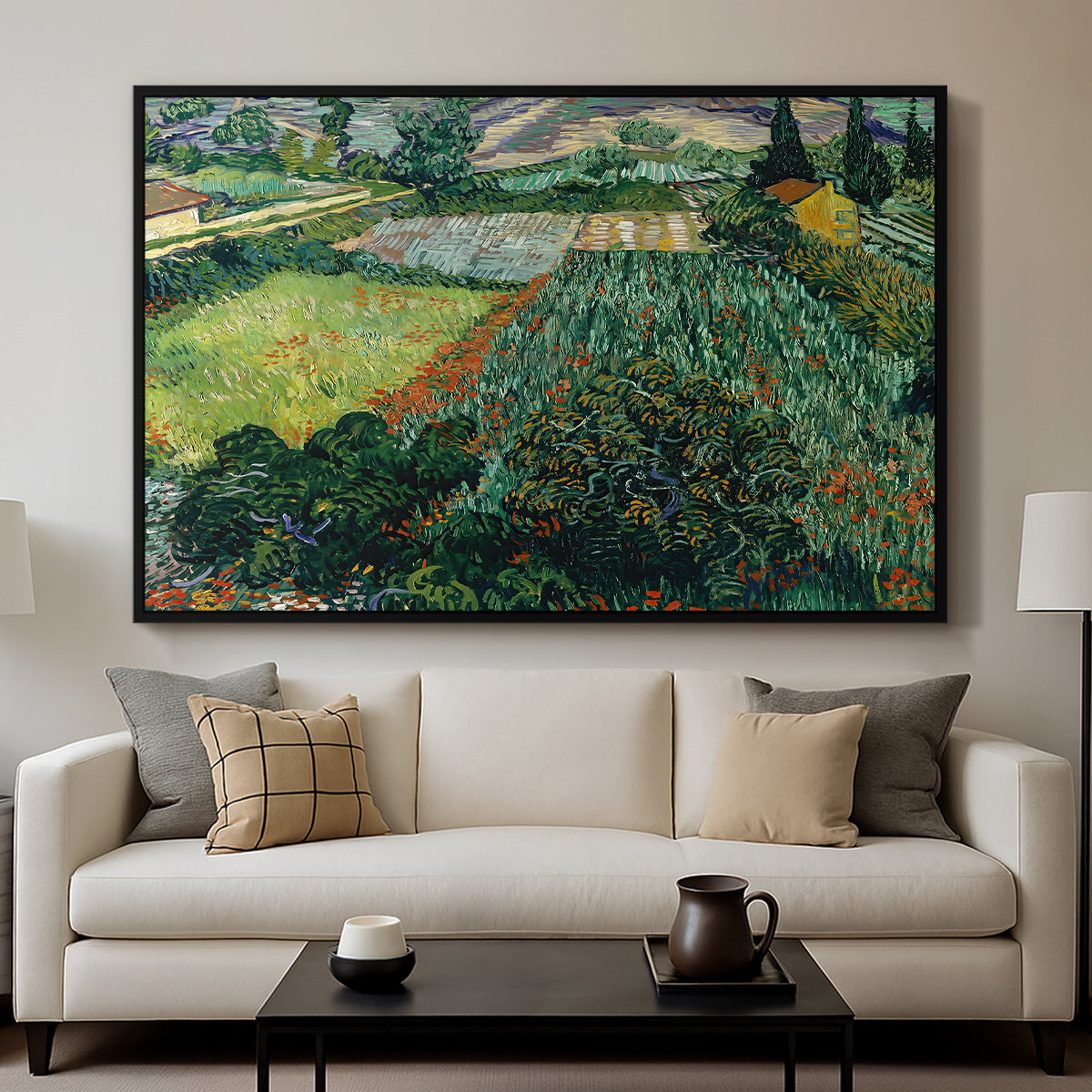 Field with Poppies, Saint-Rémy, 1889 - Floater Framed Canvas Print