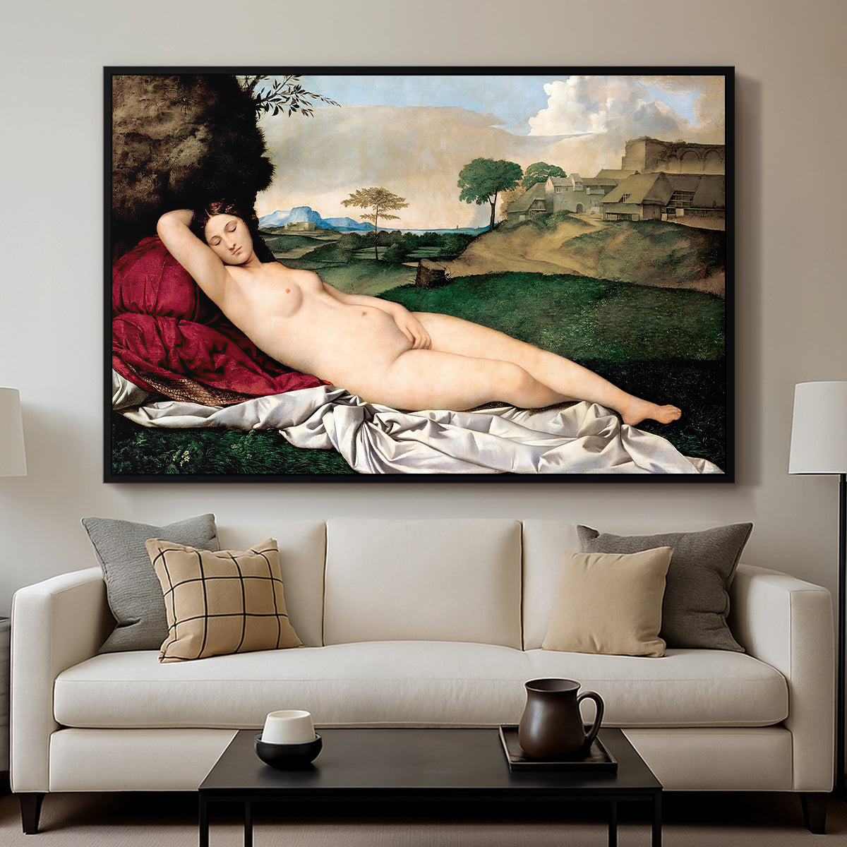 Sleeping Venus, c. 1510 - Floater Framed Canvas Print