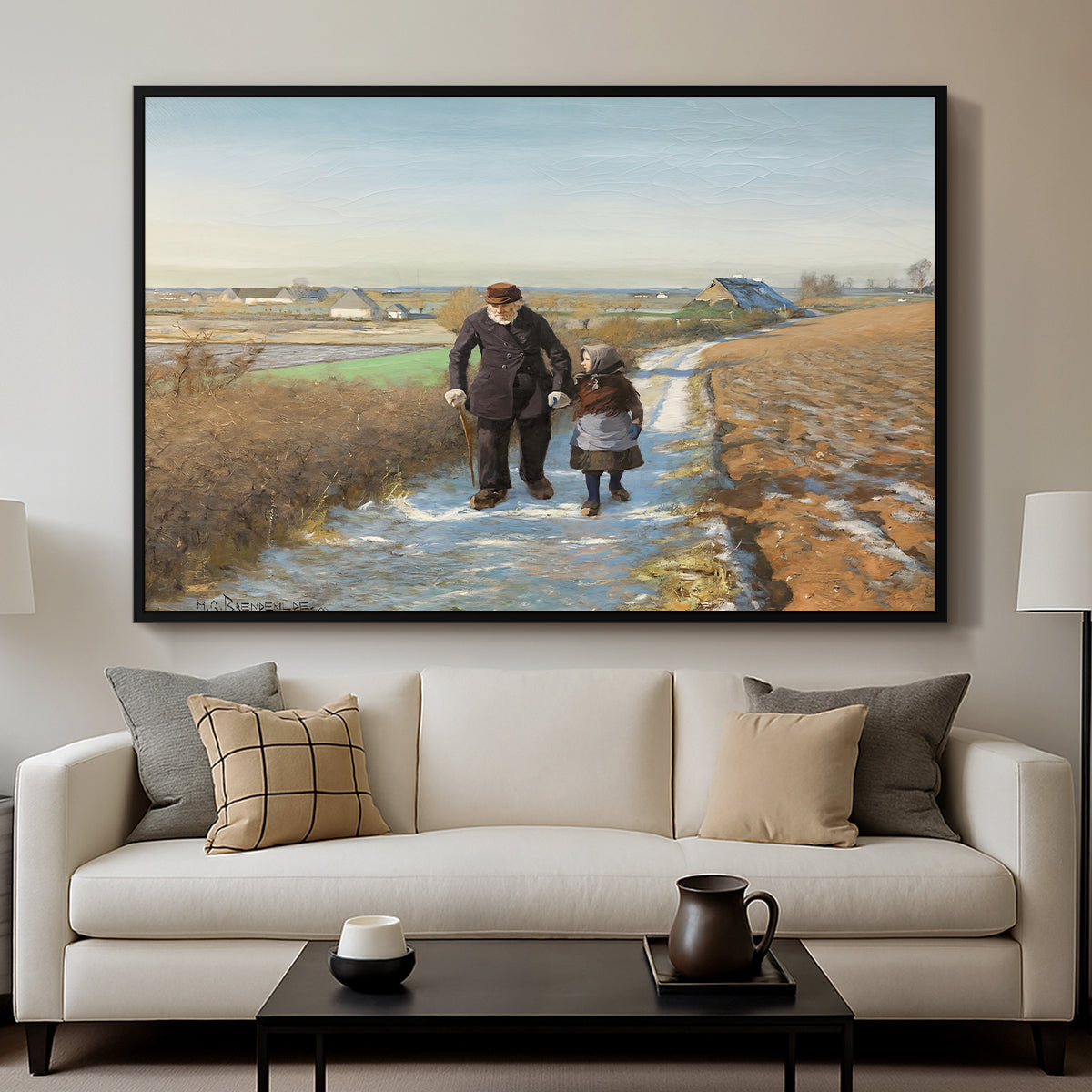 The Old Man and the Child, 1888 - Floater Framed Canvas Print