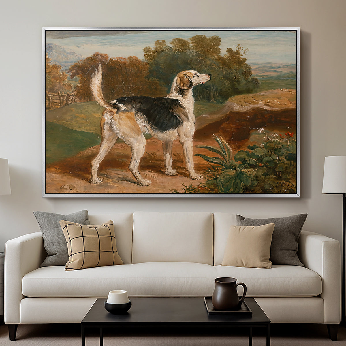 Ravager, One of the Lambton Hounds, 1835 - Floater Framed Canvas Print
