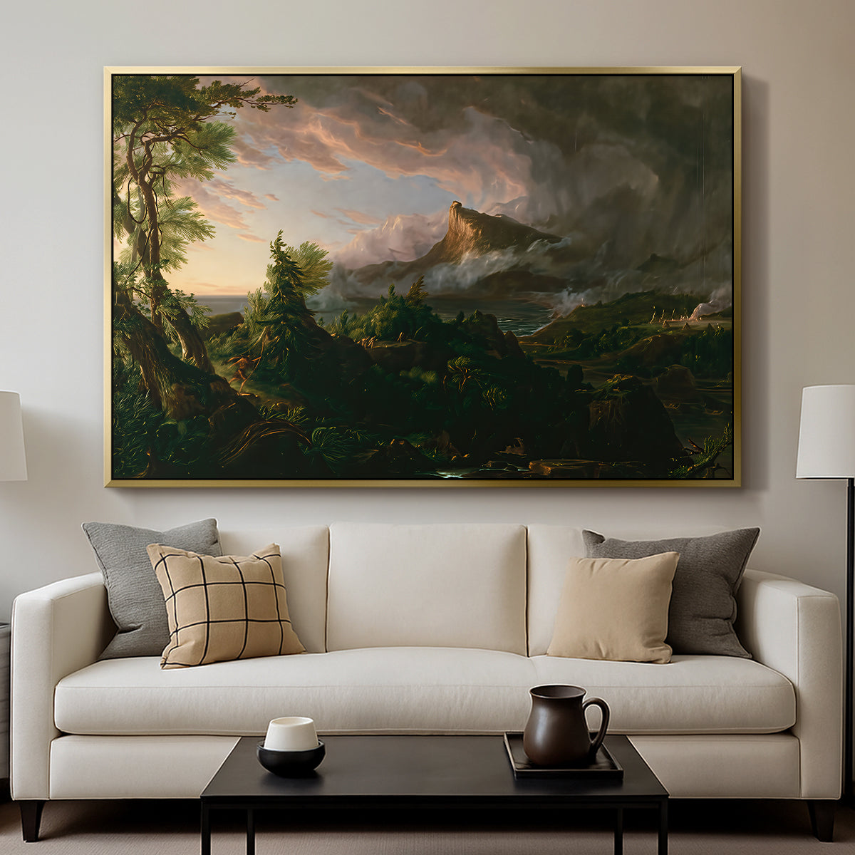The Course of Empire: The Savage State, 1834 - Floater Framed Canvas Print