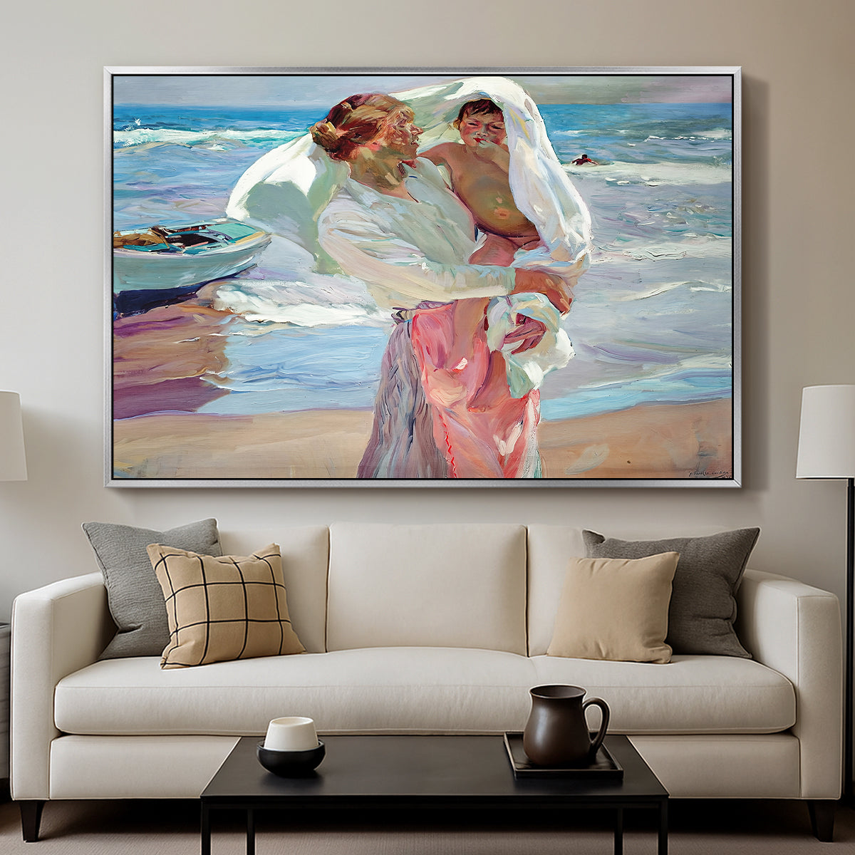 After Bathing, 1915 - Floater Framed Canvas Print