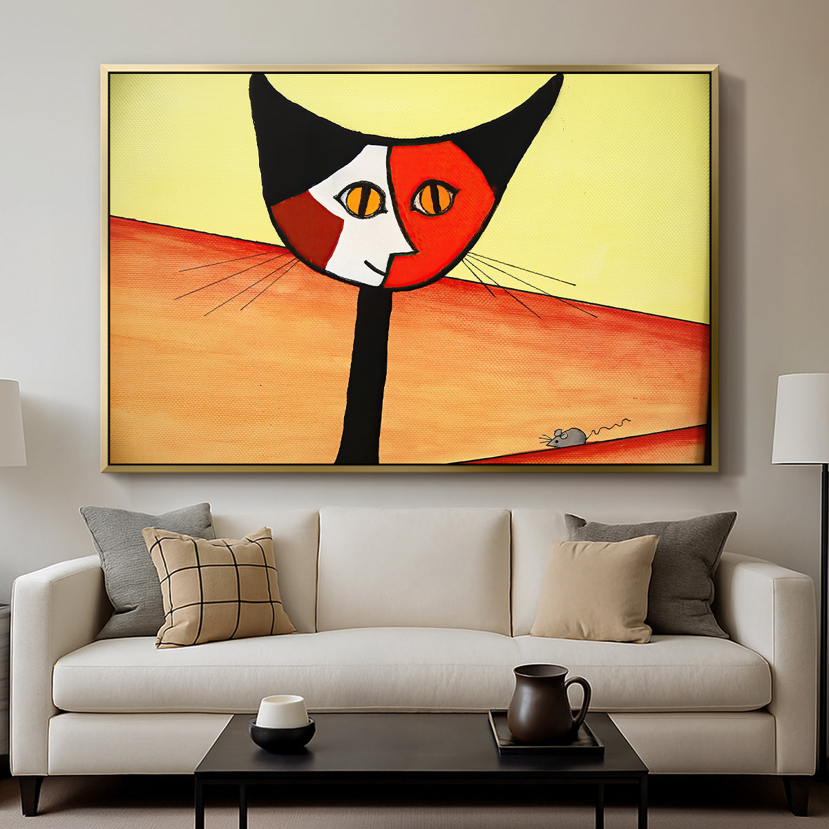 Picasso's Cat–El Gato - Floater Framed Canvas Print
