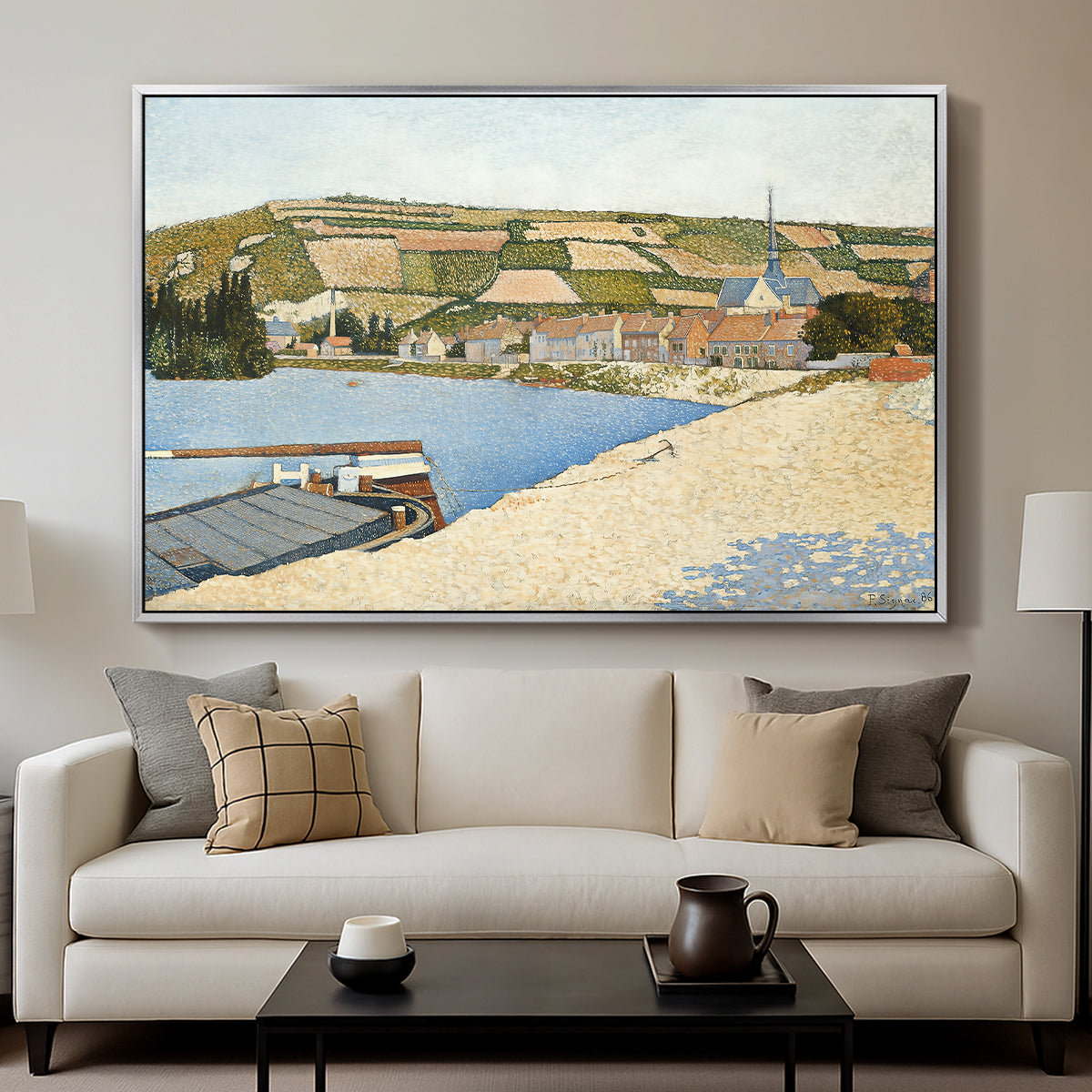 The Riverbank, Les Andelys, 1886 - Floater Framed Canvas Print