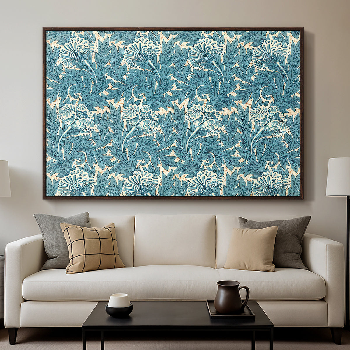 Tulip (Teal), 1875 - Floater Framed Canvas Print