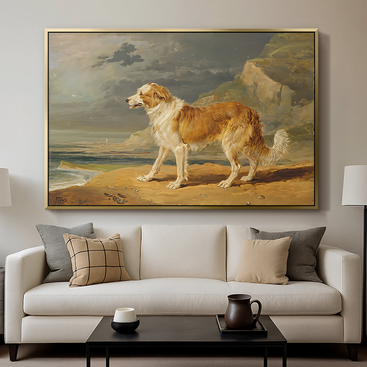 Rough-Coated Collie, 1809 - Floater Framed Canvas Print