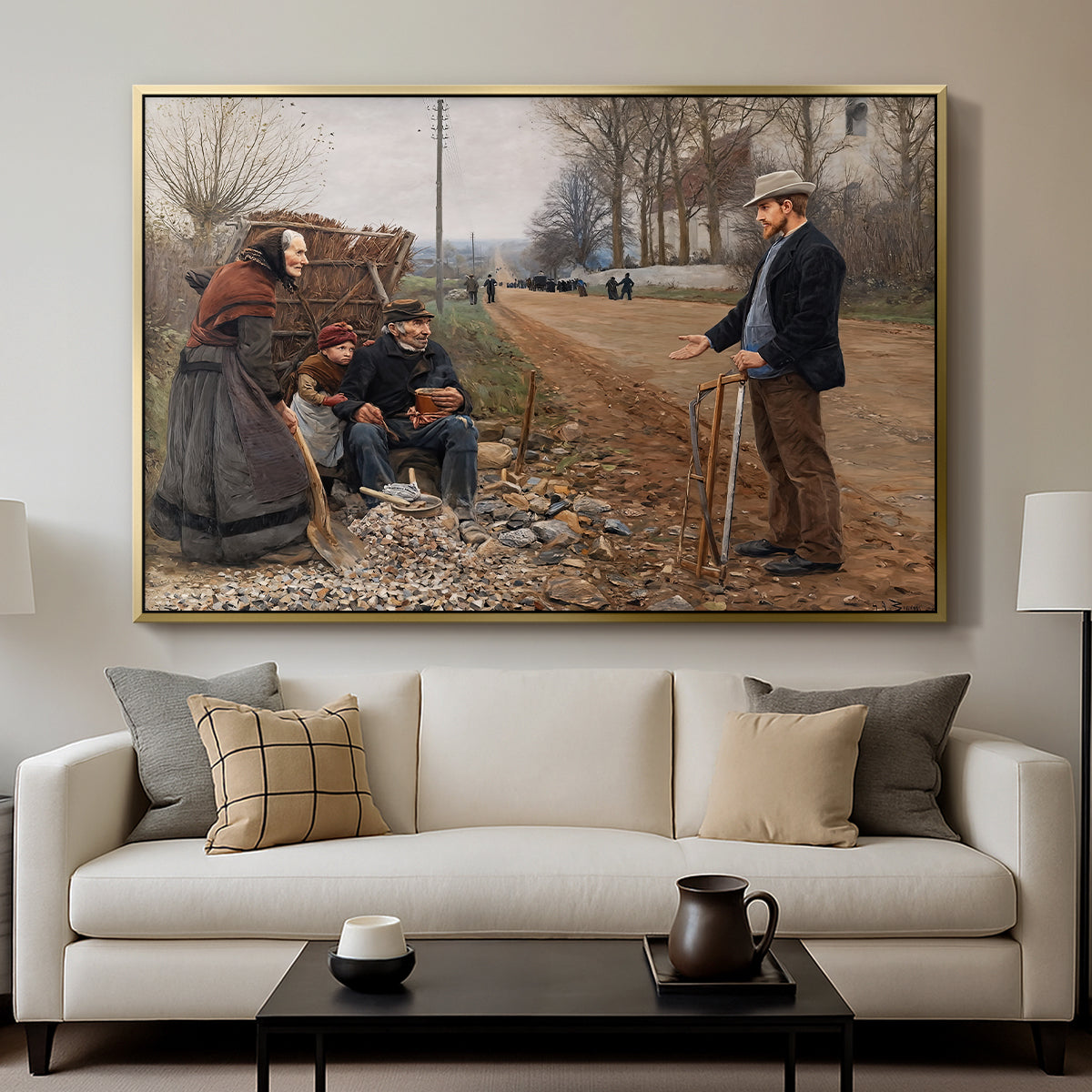 People by a Road, 1893 - Floater Framed Canvas Print
