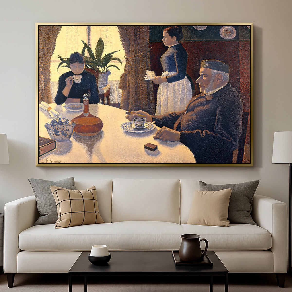 The Dining Room (Breakfast), 1886-1887 - Floater Framed Canvas Print
