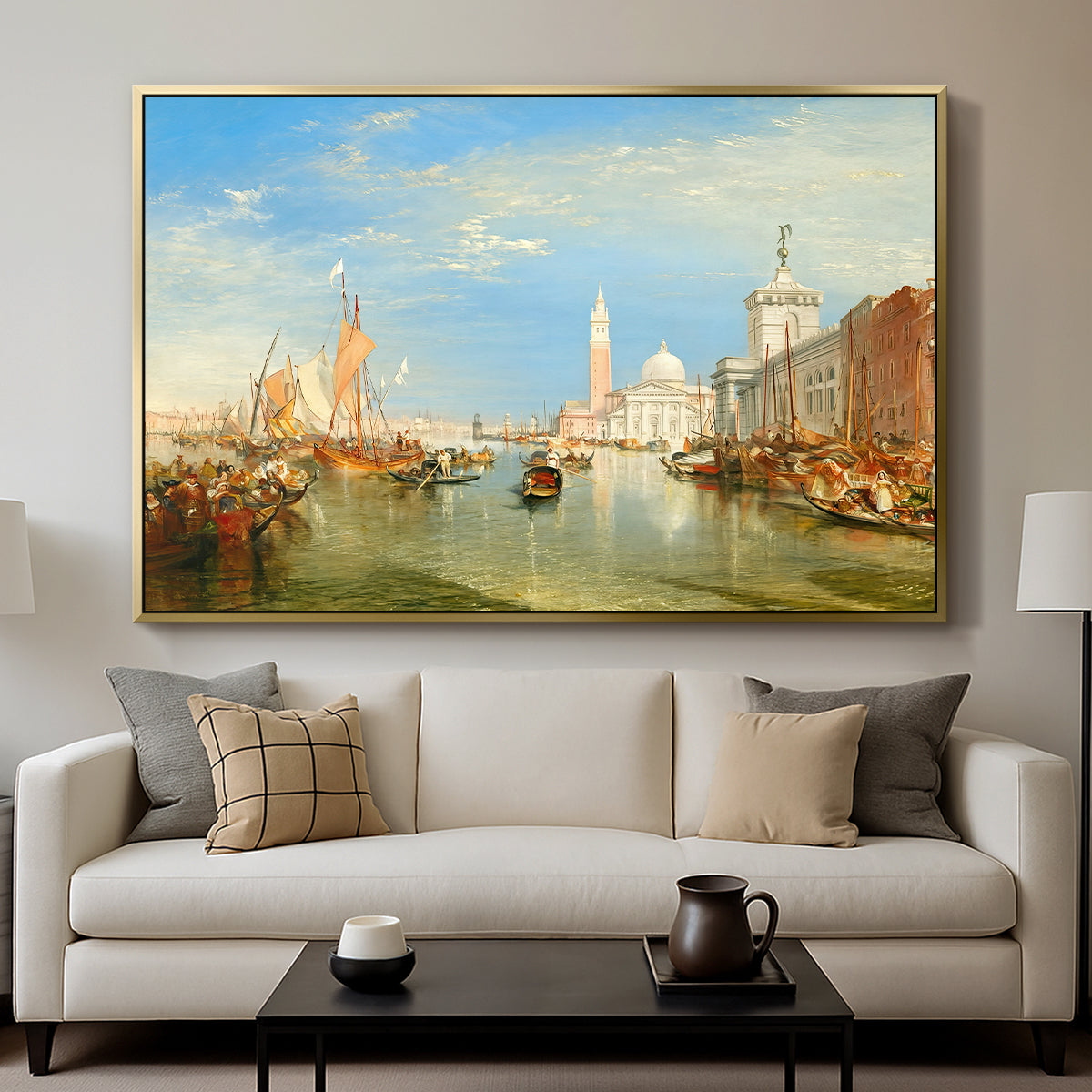 Venice: The Dogana and San Giorgio Maggiore, 1834 - Floater Framed Canvas Print