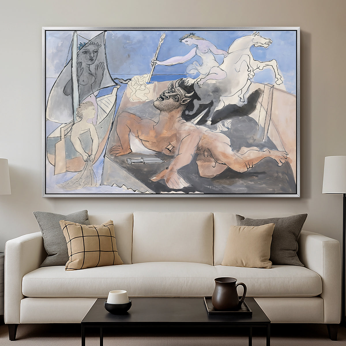 Composition with Minotaur, 1936 - Floater Framed Canvas Print