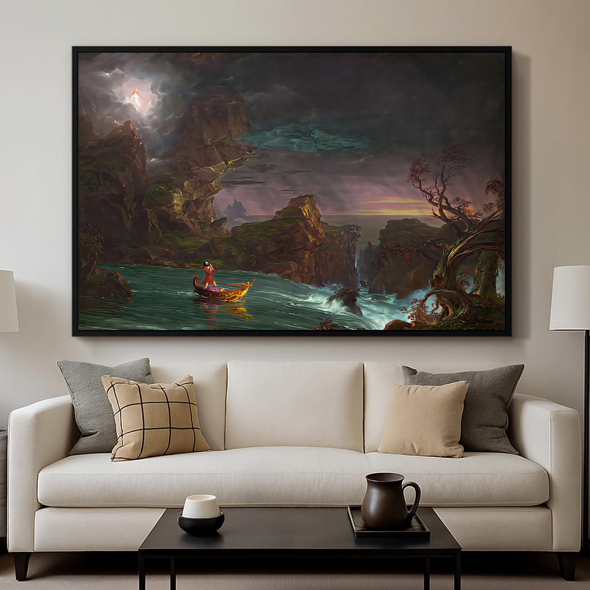 The Voyage of Life: Manhood, 1842 - Floater Framed Canvas Print