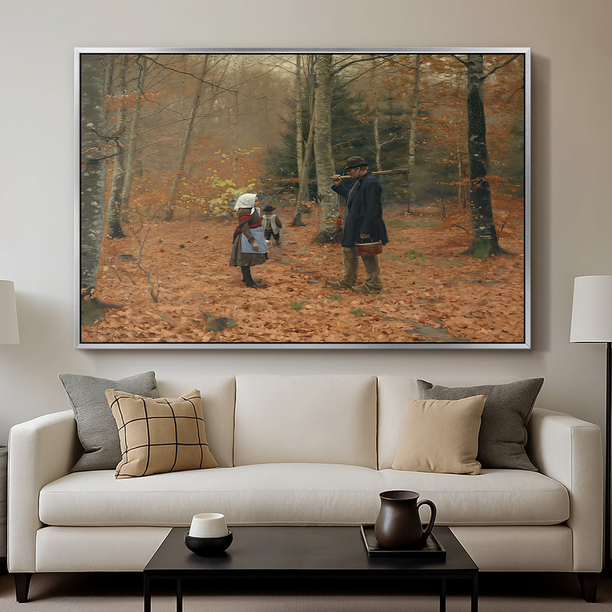 The Woodman and his Children, 1886 - Floater Framed Canvas Print