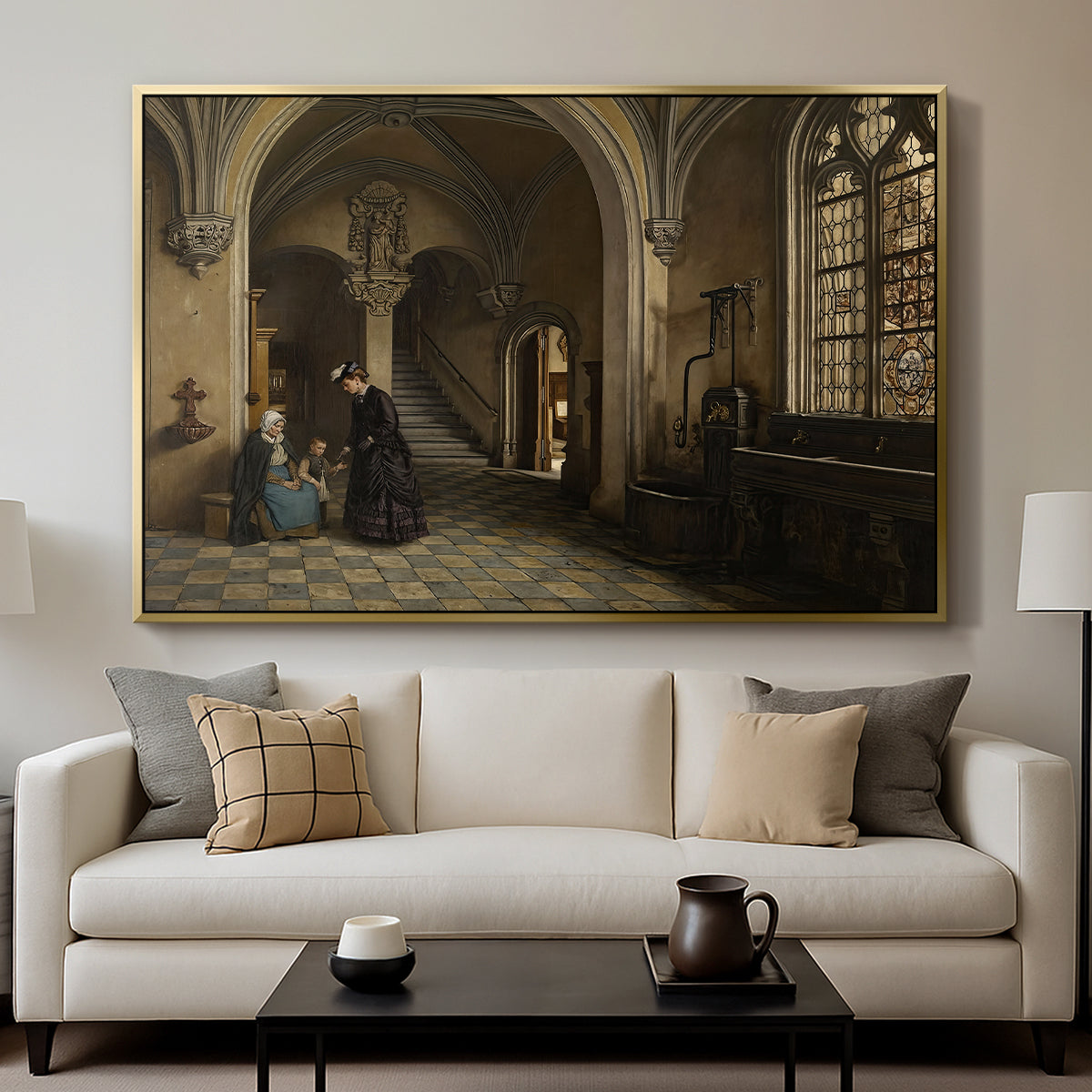 Interior of the Church of Saint Paul in Antwerp, c. 1865-1869 - Floater Framed Canvas Print