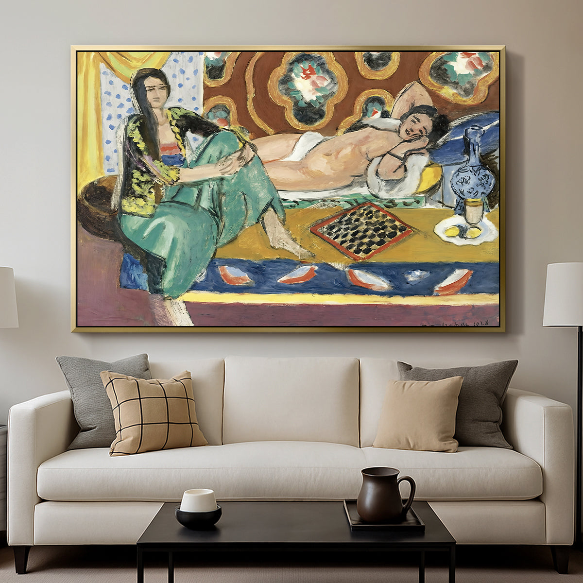 Odalisques Playing Checkers (Odalisques jouant aux dames), 1928 - Floater Framed Canvas Print