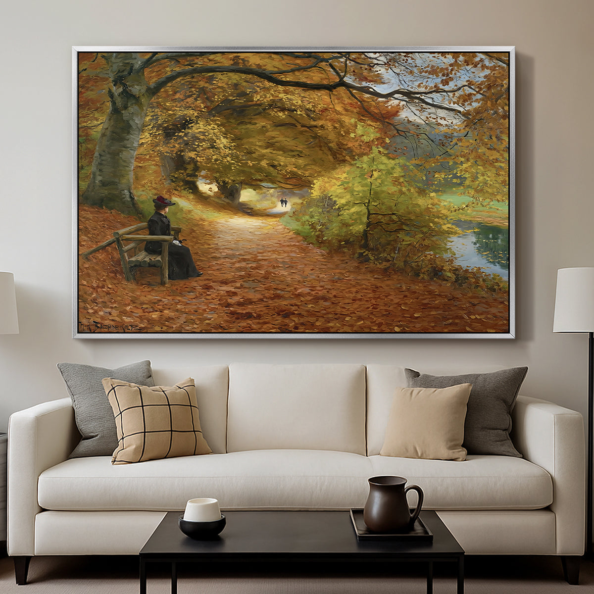 A Wooded Path in Autumn, 1902 - Floater Framed Canvas Print